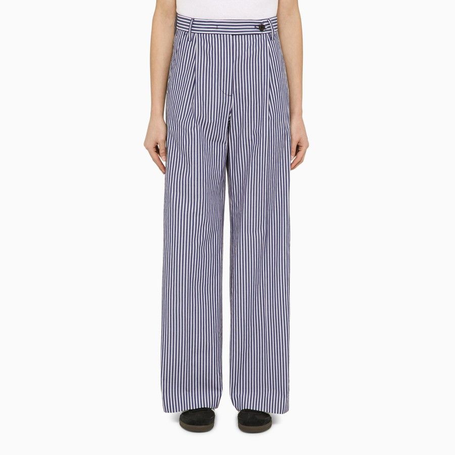 DEPARTMENT5 o1d2blof0824 Striped Cotton Trousers in Blue & White Size 32" / US 10 / IT 46 - 1 Thumbnail