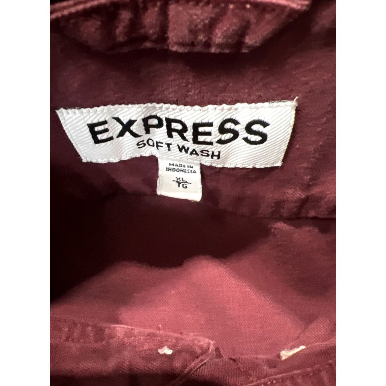 Express Express Button-Up Shirt Men XL Maroon Cotton Woven Long Sleeve Collared Button-Down Casual Size US XL / EU 56 / 4 - 4 Thumbnail