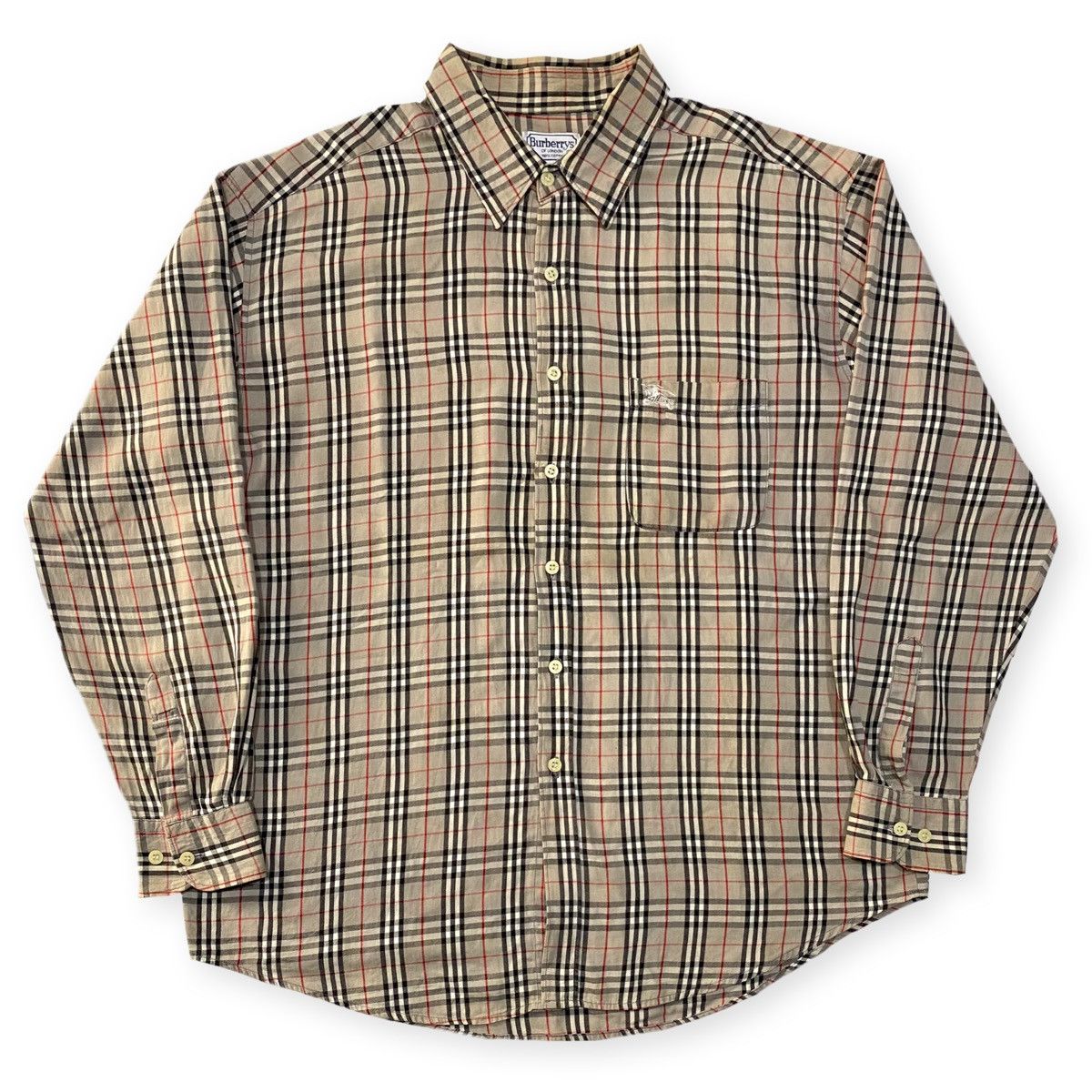 image of Button Shirt Vintage Burberrys Nova Check in Mix, Men's (Size XL)