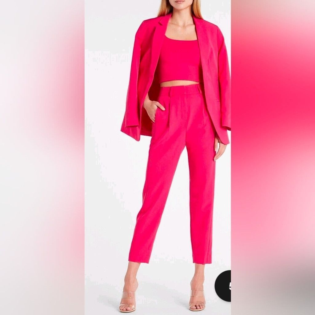 Express Express Pink Flamingo Pleated Dress Pants Size 4R Size 27" / US 4 / IT 40 - 1 Thumbnail