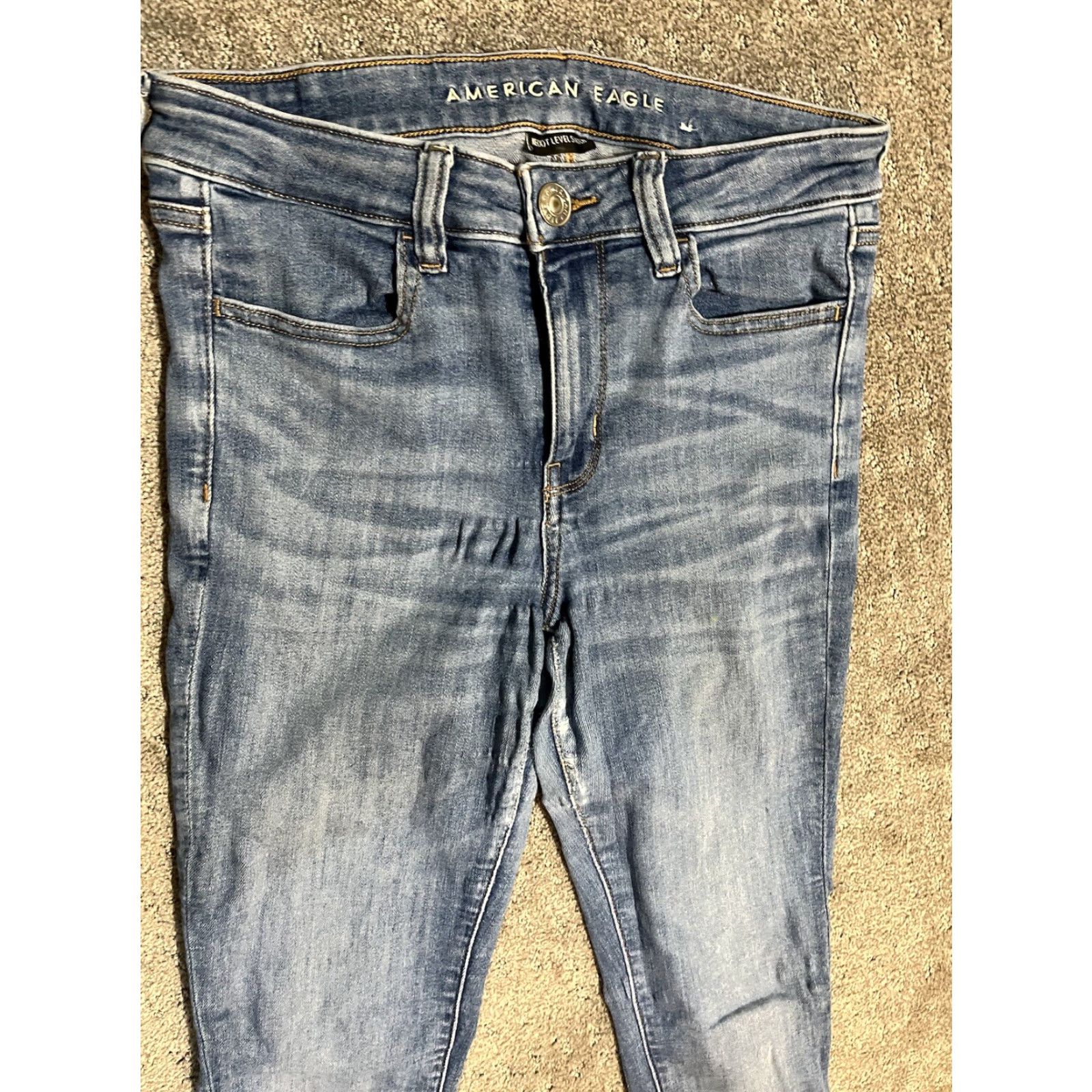 American Eagle Outfitters American Eagle Blue Next Level Stretch Jegging Pants Size 6 Short Distressed Jeans Womens Size 28" / US 6 / IT 42 - 4 Thumbnail