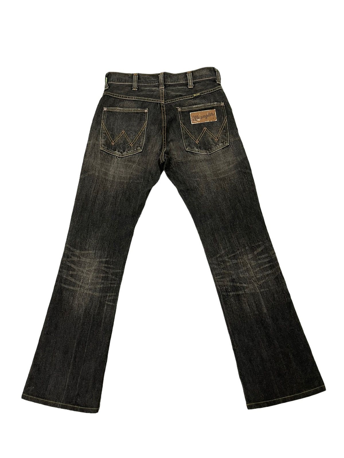 Japanese Brand Flare Jeans Wrangler Faded Distress Boot Cut 7🟦2 Size US 29 - 10 Thumbnail