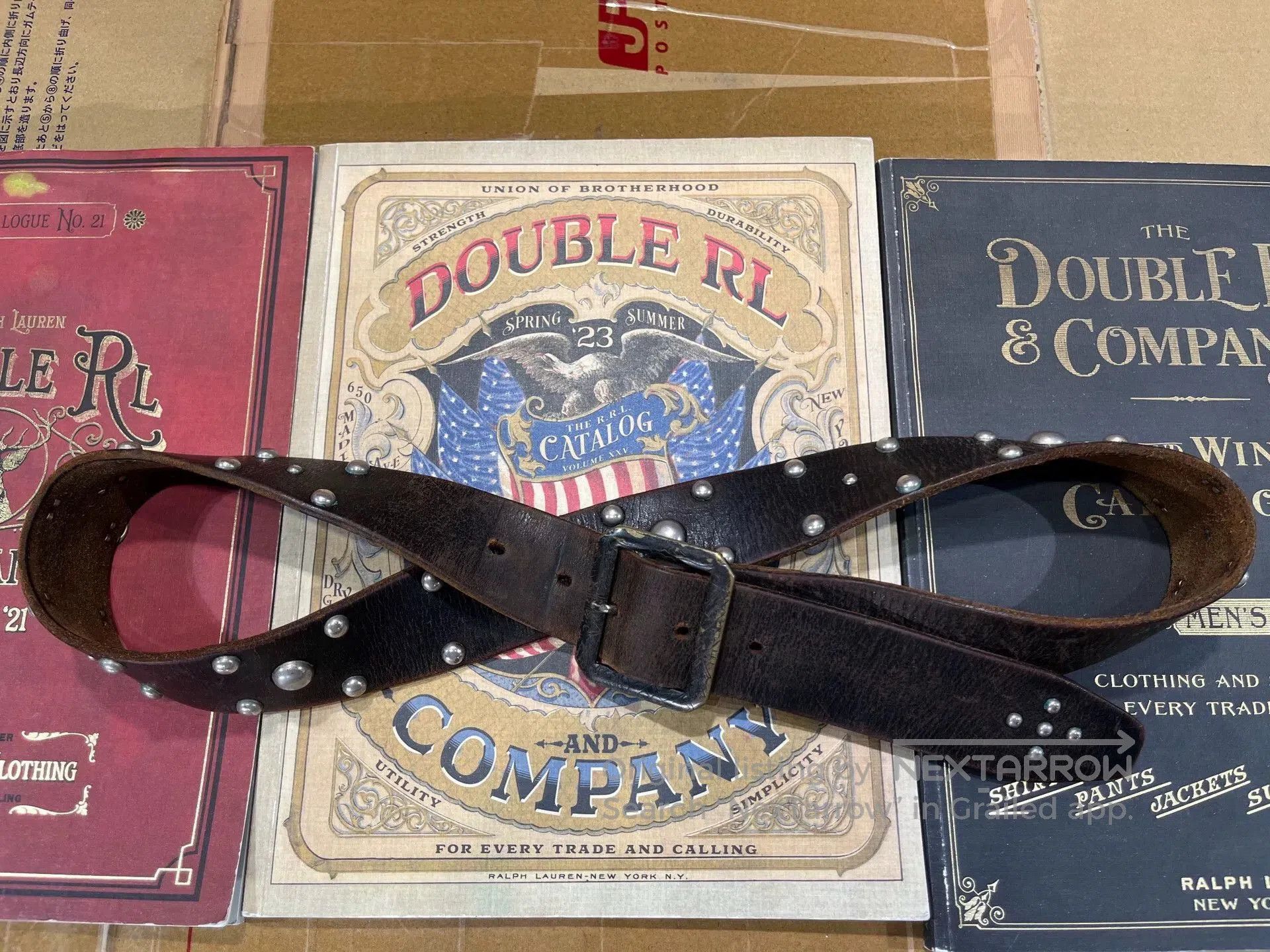 RRL Ralph Lauren rrl leather studded belt by ralph lauren. Size ONE SIZE - 1 Thumbnail