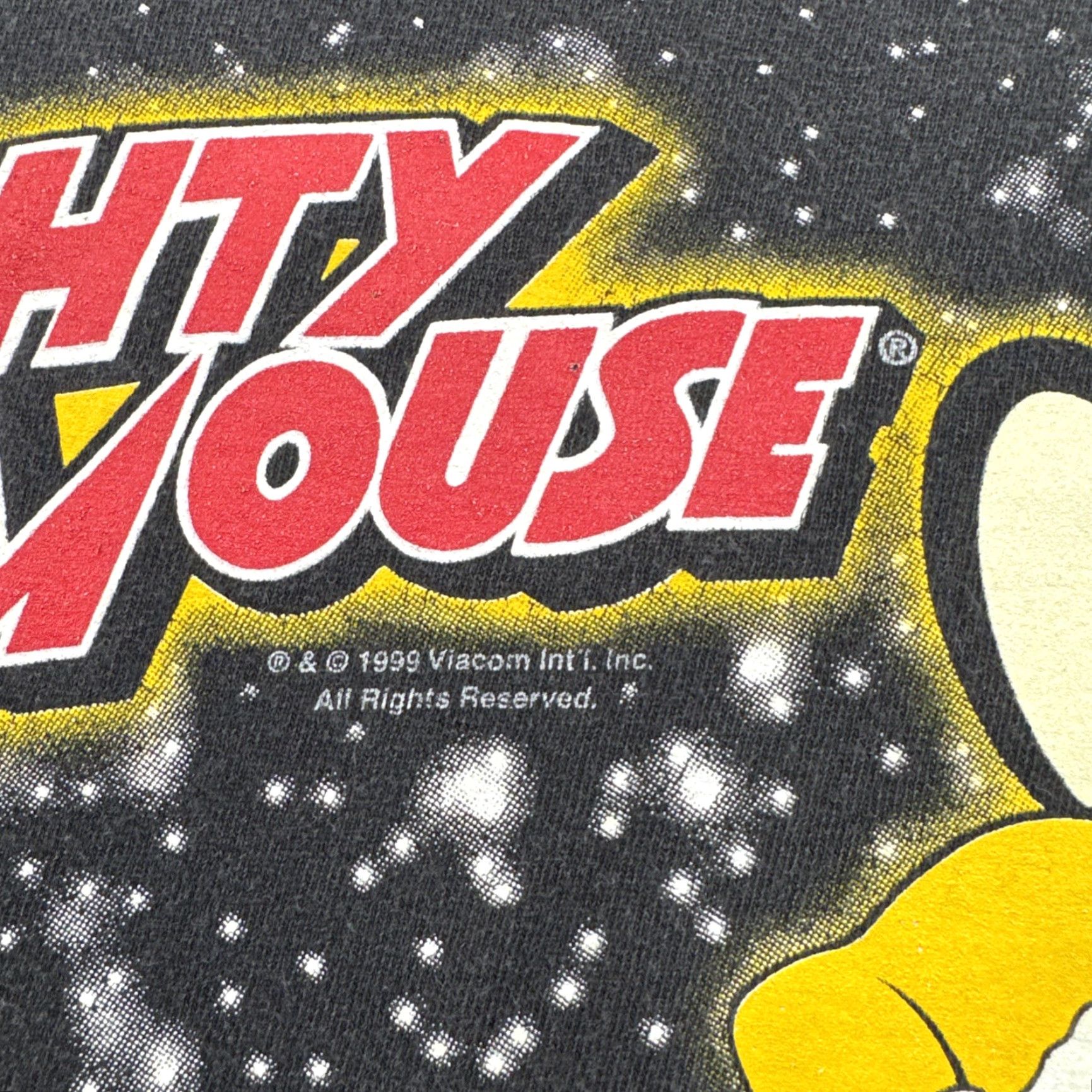 VINTAGE Rare VIACOM Mighty Mouse 1999 T Shirt 90s Cartoon Superhero Size L