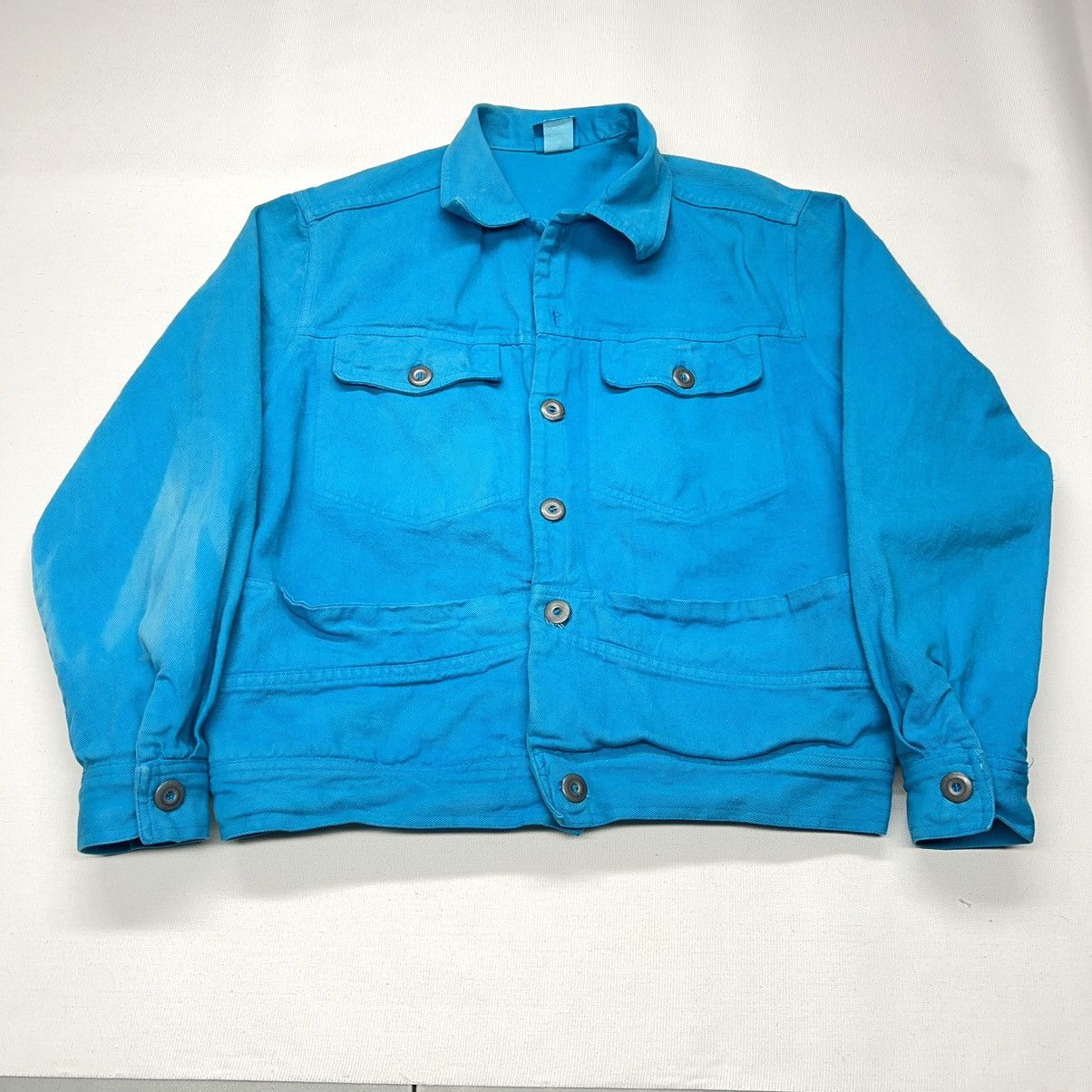 Vintage VTG Garron Jean Jacket Blue Denim Button Dyed Washed Y2K Size M / US 6-8 / IT 42-44 - 1 Thumbnail