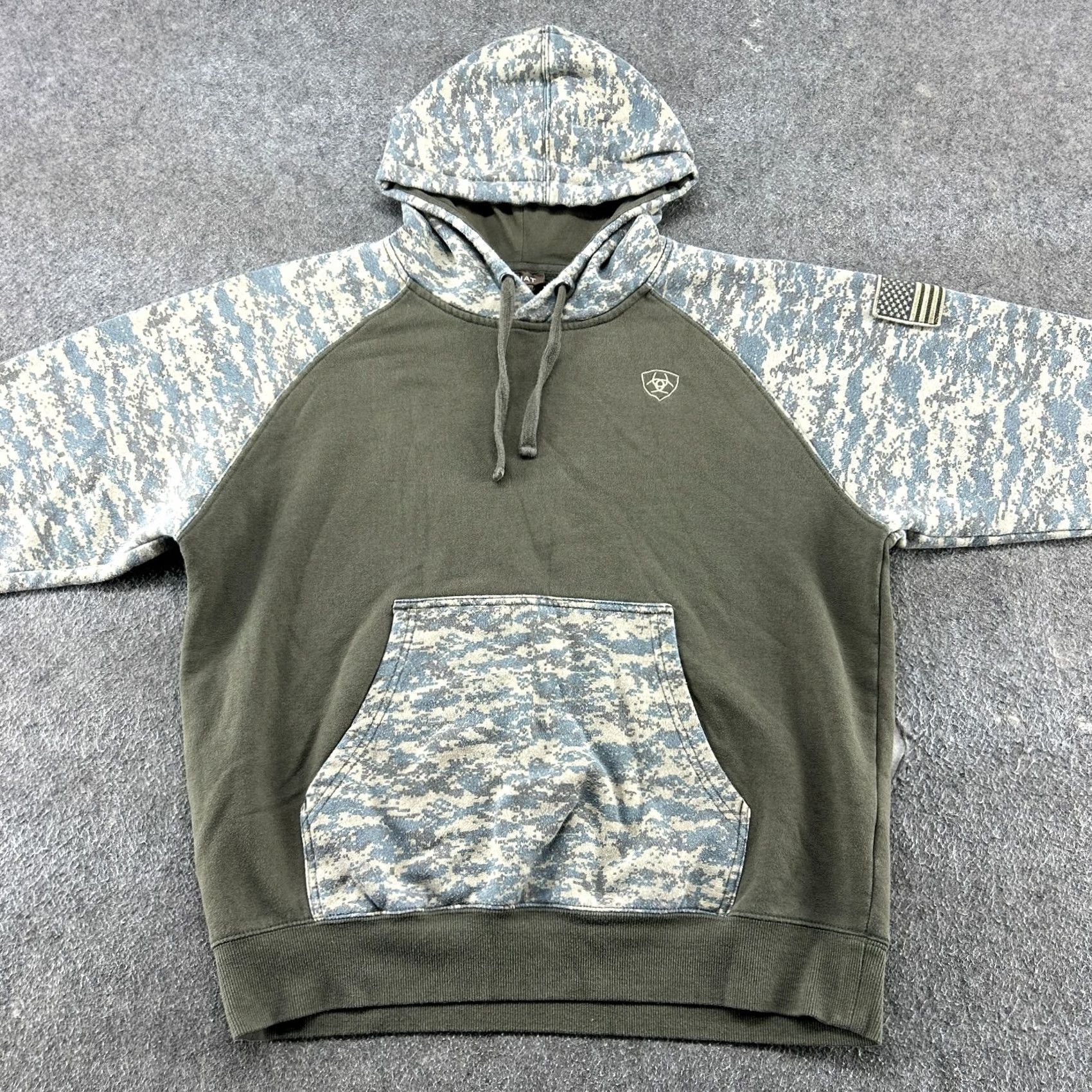 Ariat Ariat Hoodie Mens M Green Digital Camo Pullover Cotton Drawstring Workwear Size US M / EU 48-50 / 2 - 3 Thumbnail