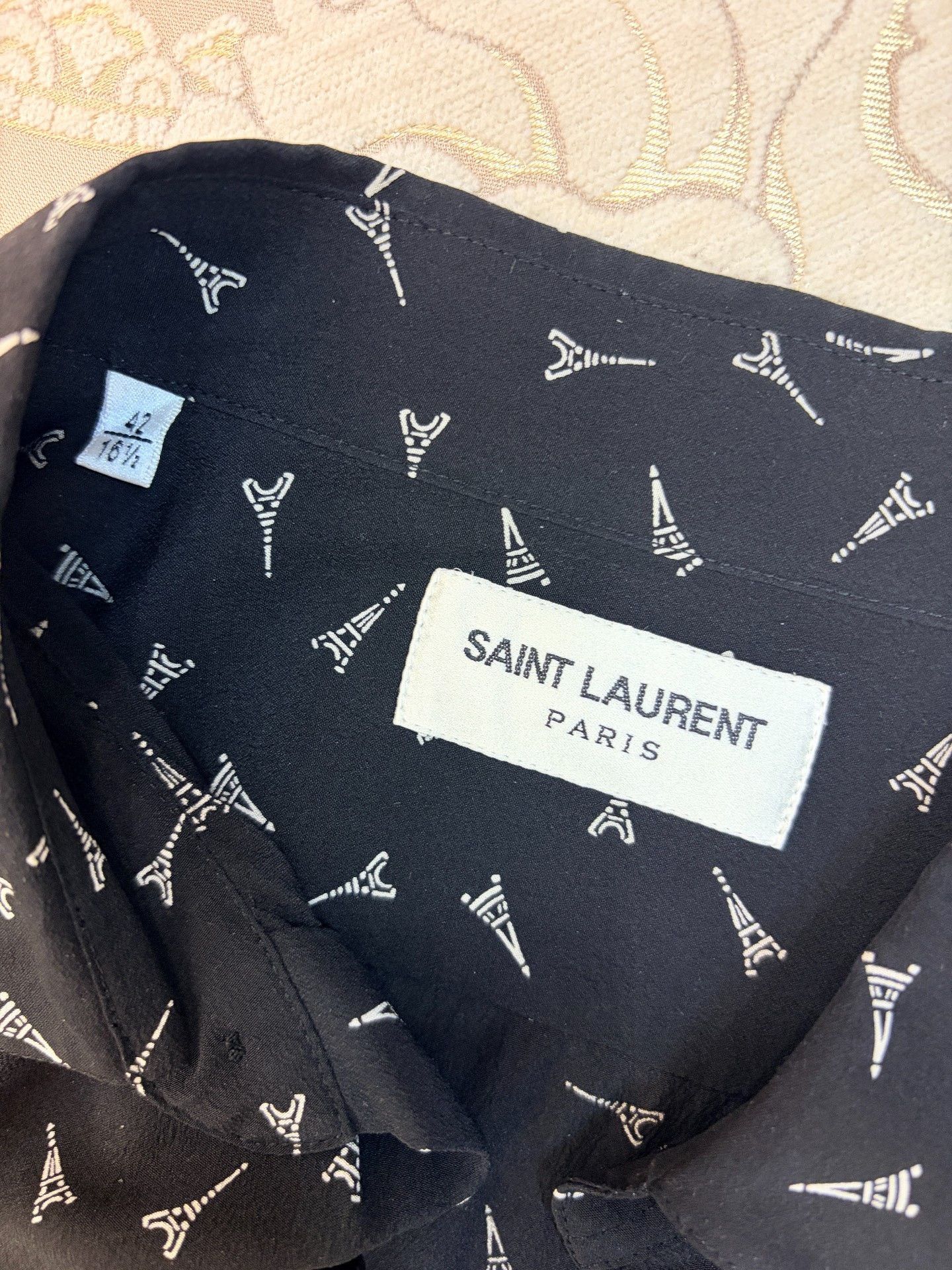 Saint Laurent Paris Saint Laurent Silk Eiffel Tower Shirt 42 Size US XS / EU 42 / 0 - 3 Thumbnail