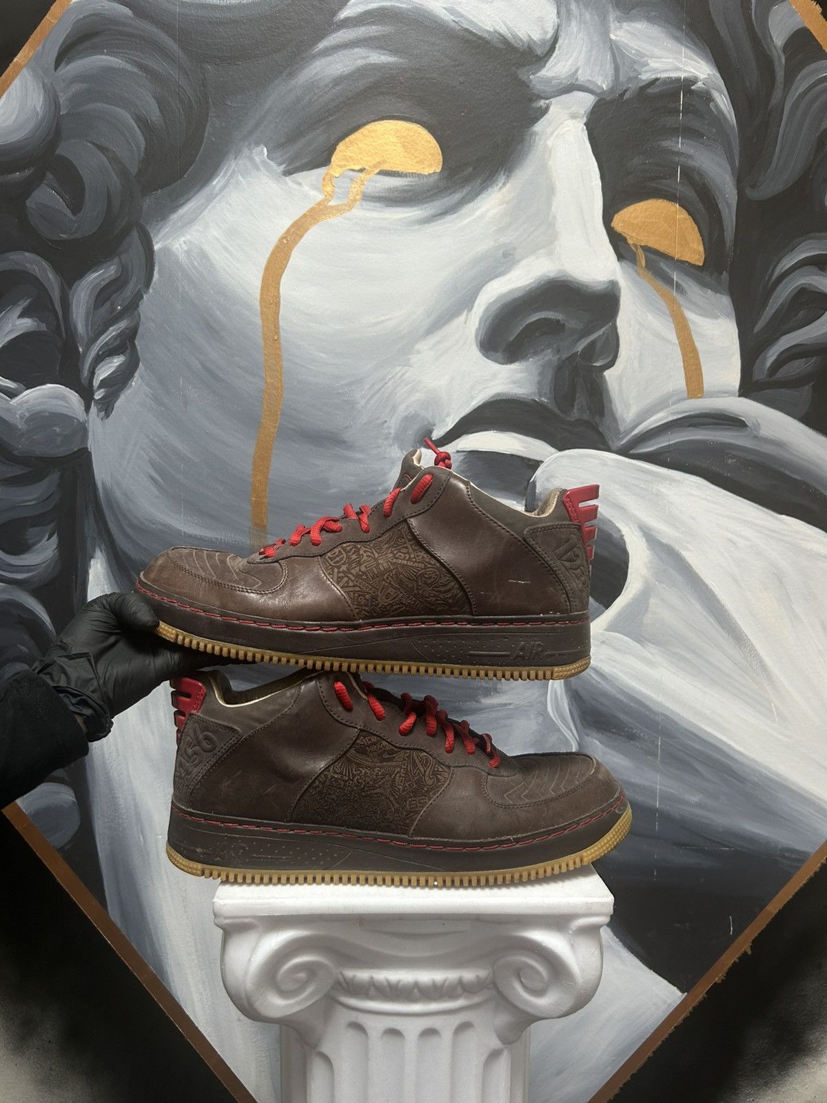 Designer brown and red af1 Size US 12 / EU 45 - 5 Thumbnail