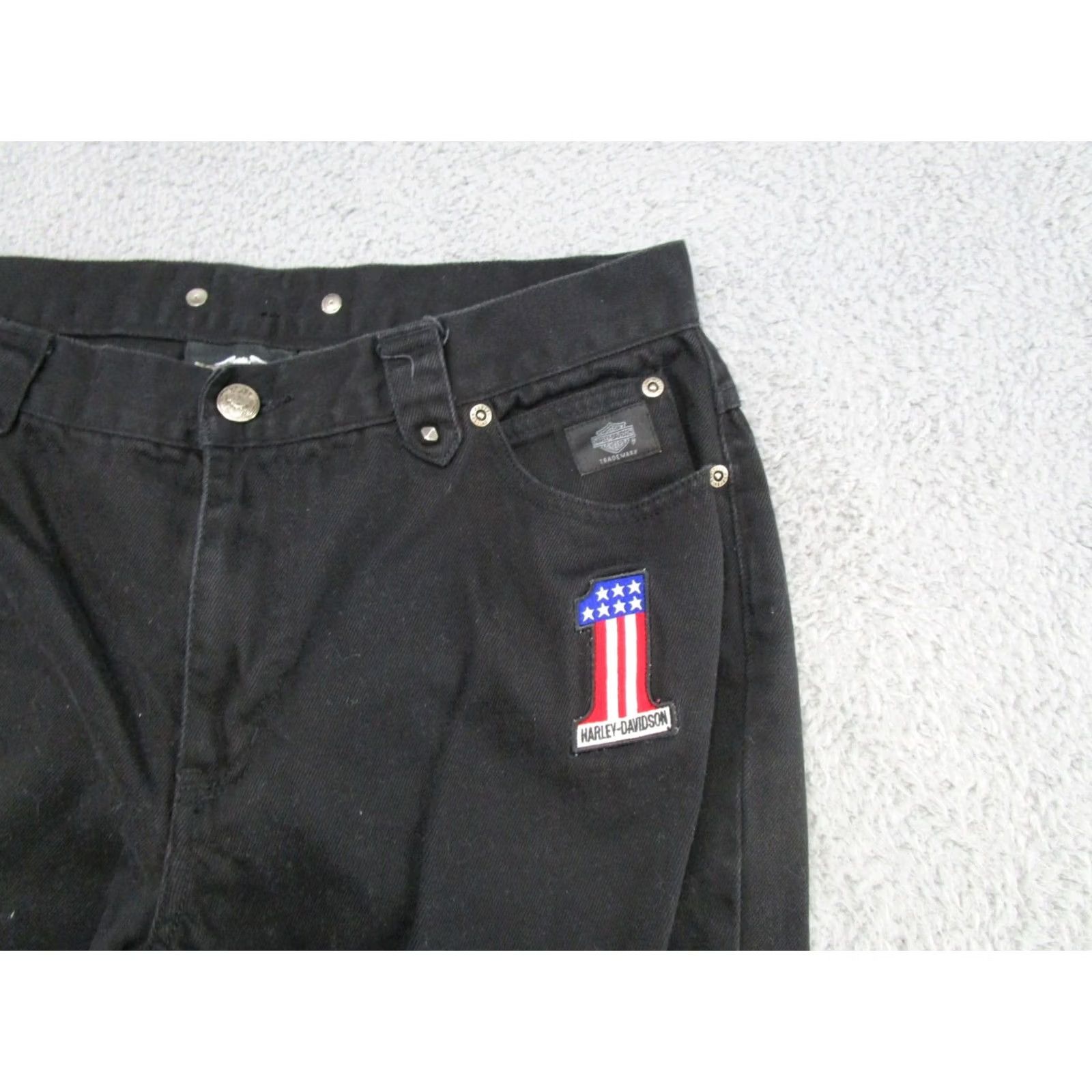 Harley Davidson VINTAGE Harley-Davidson Patch Logo Black Denim Jeans Women's Size 12 Biker Read Size 34" / US 12 / IT 48 - 2 Thumbnail