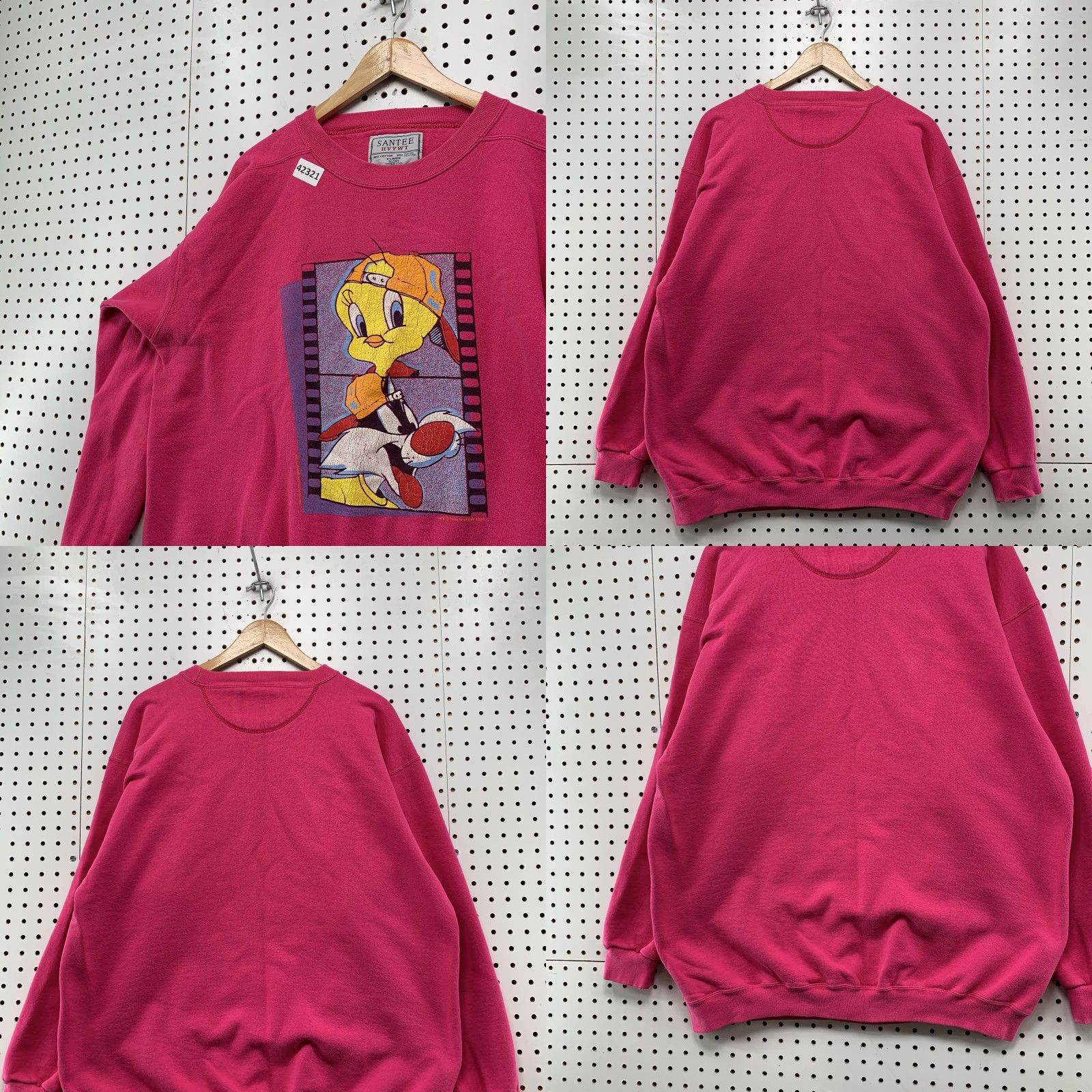 Pinko VINTAGE Santee Sweatshirt Shirt Mens XL Pink Tweety Cartoon 90s Pullover USA Cartoon 90s Mens XL Pink Tweety Bird Santee Sweatshirt Size US XL / EU 56 / 4 - 8 Thumbnail