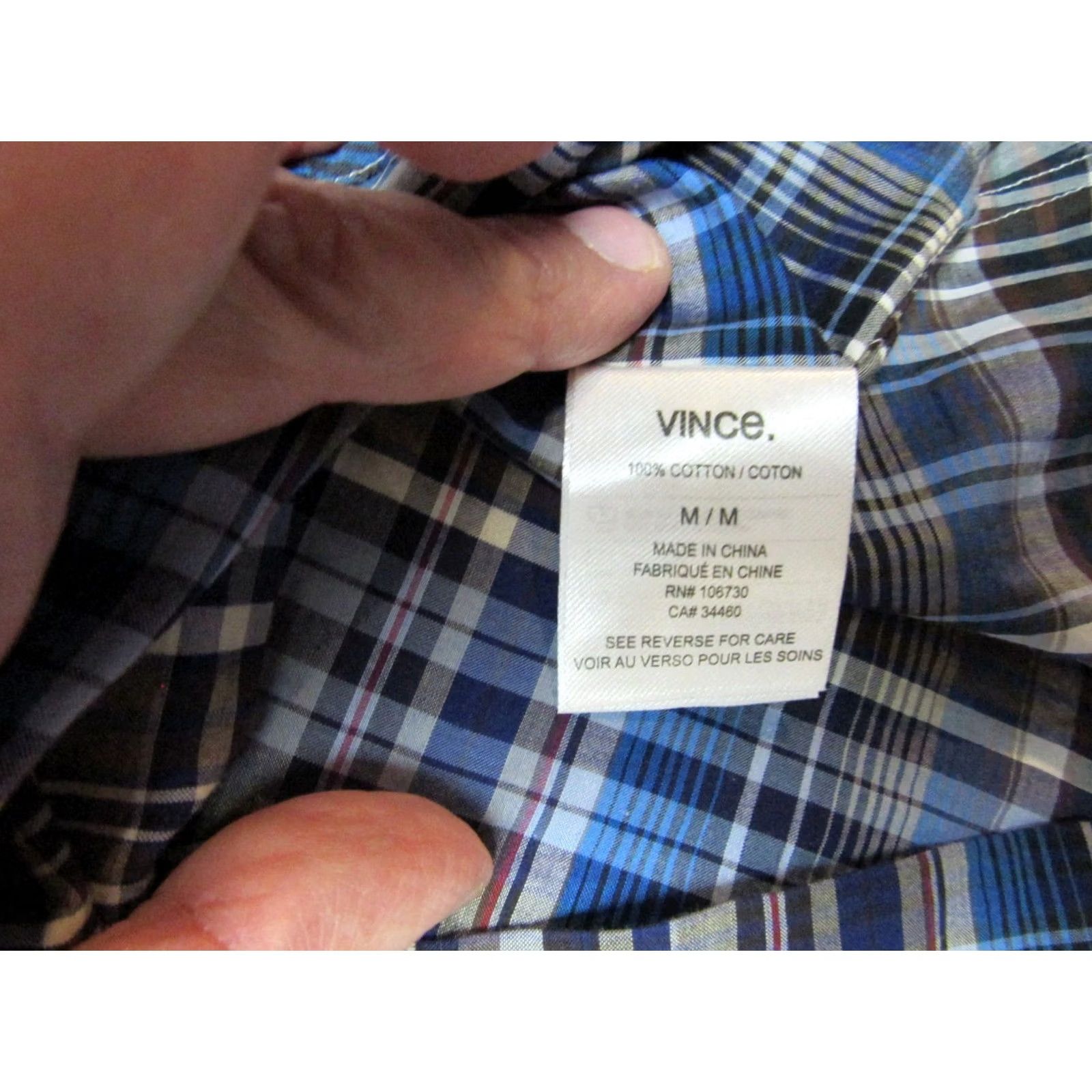 Vince Vince Shirt Mens M Blue Red Multicolor Plaid Casual Pocket Button Down Size US M / EU 48-50 / 2 - 4 Thumbnail