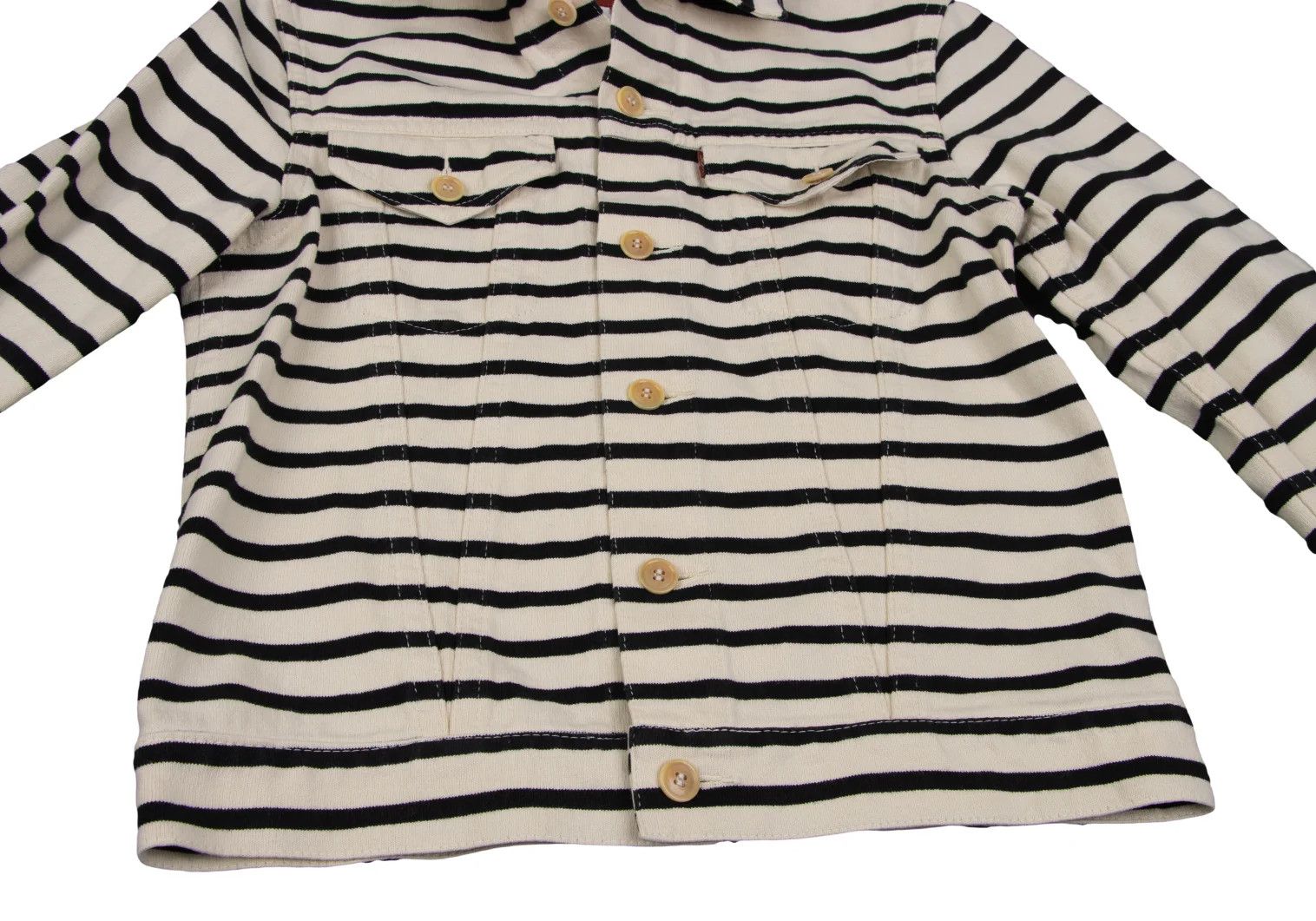 Junya Watanabe Cotton Striped Trucker Jacket in Ivory and Black, Size XS Size US XS / EU 42 / 0 - 11 Thumbnail