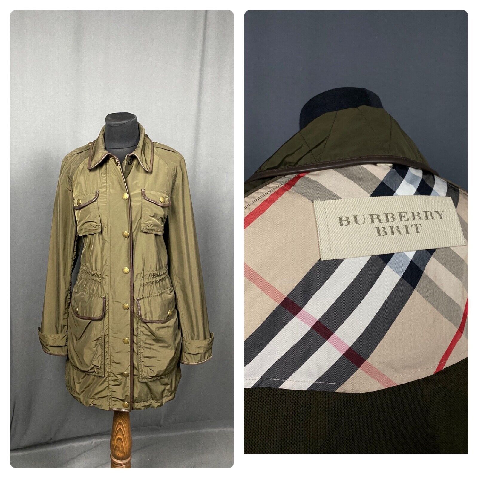 Burberry Burberry Nova Check Women's Green Multipocket Parka Jacket S Size S / US 4 / IT 40 - 1 Thumbnail