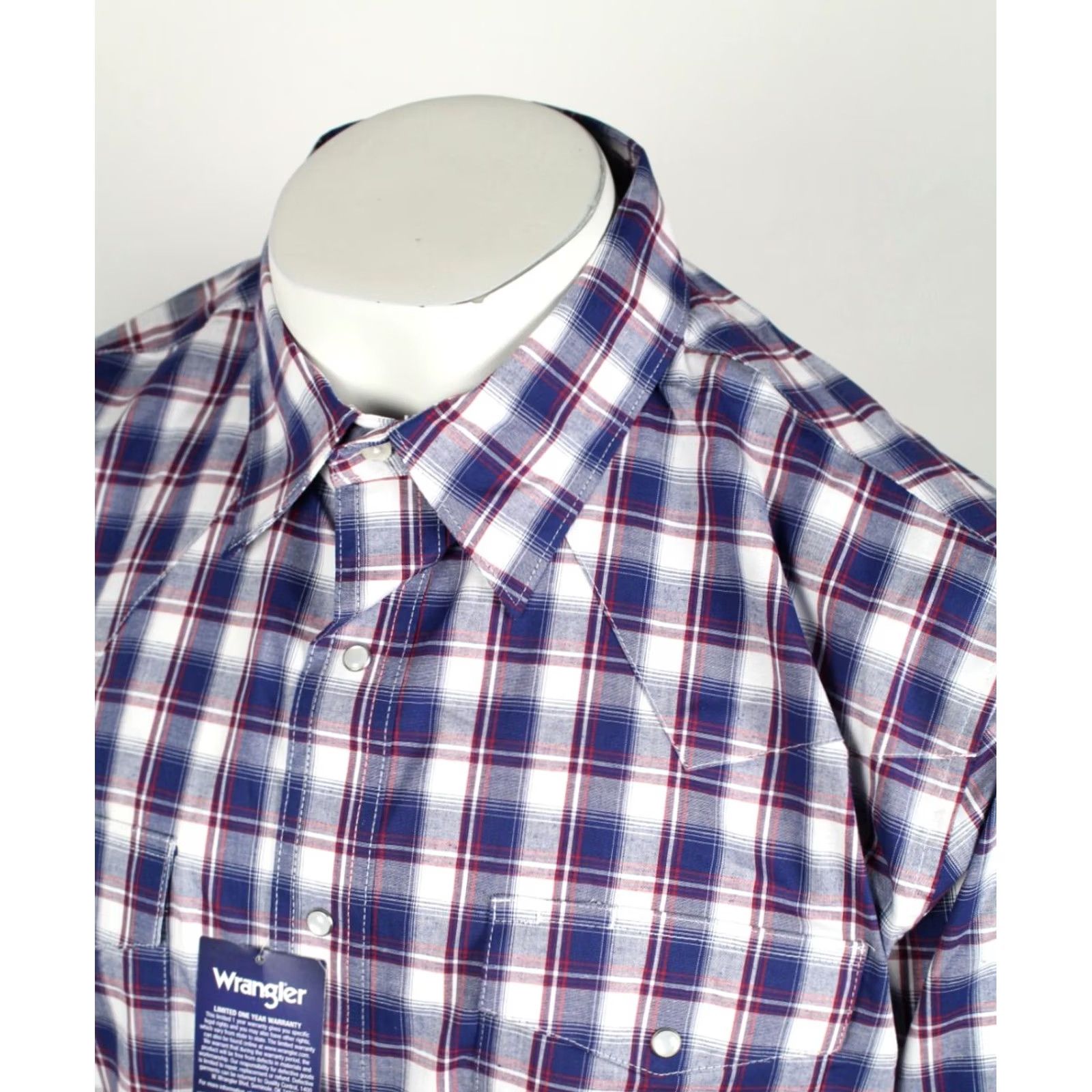 Wrangler Wrangler Men's Classic Fit Snap Button Long Sleeve Shirt Western Blue Red Plaid 2XL Size US XXL / EU 58 / 5 - 3 Thumbnail