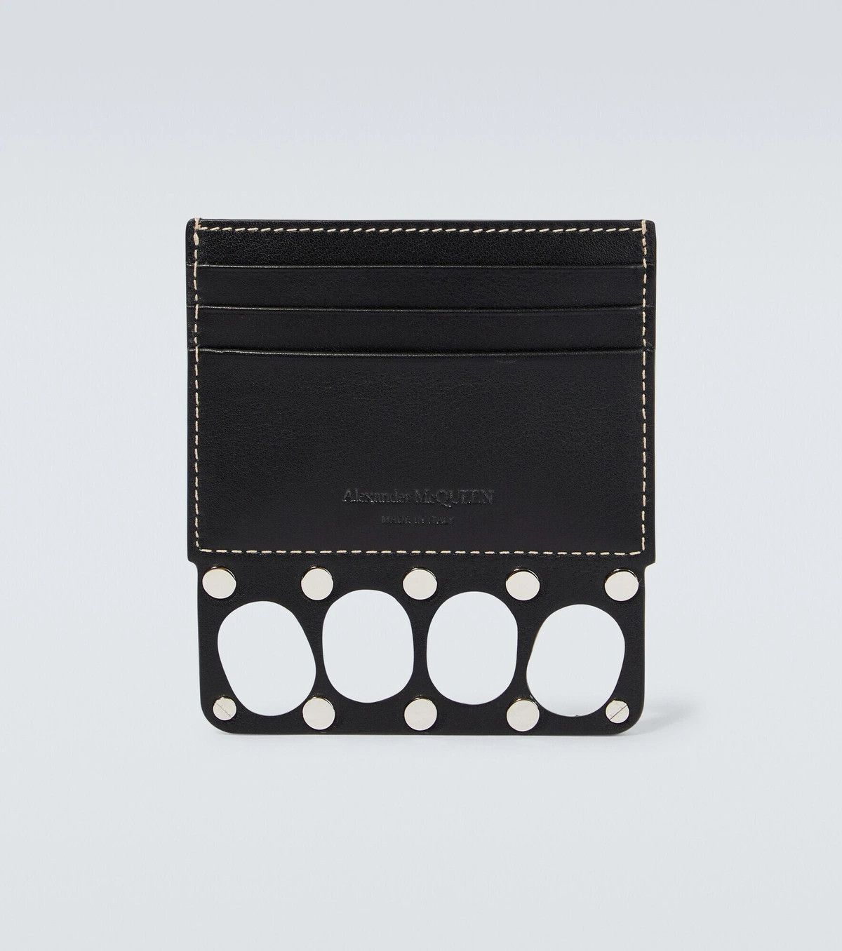 ALEXANDER MCQUEEN The Grip black leather gothic card holder