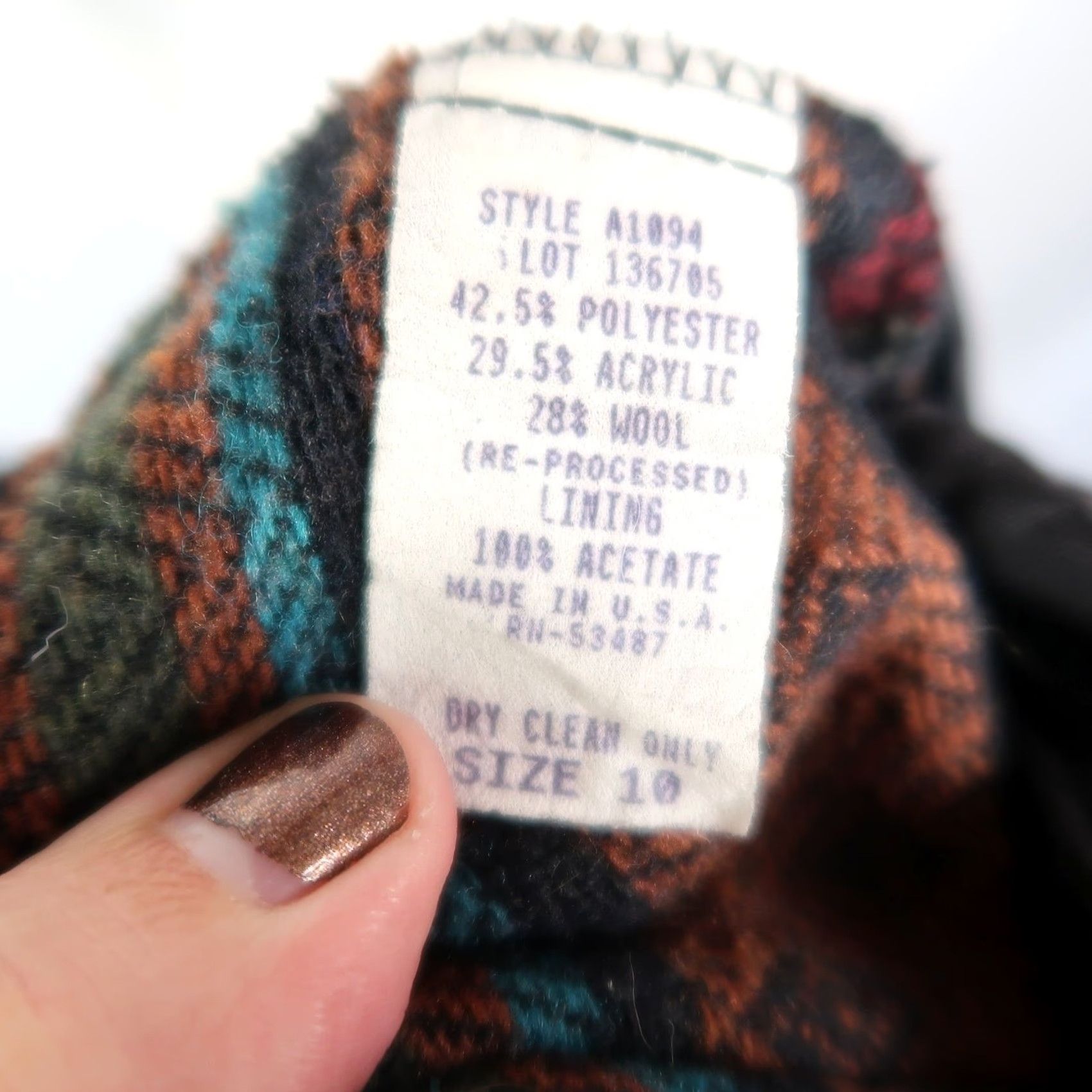 Casablanca VINTAGE Casablanca Blazer Jacket Geometric Wool 10 Womens Brown Blue Pattern 80s 90s Bohemian Fall Winter Button Closure Size L / US 10 / IT 46 - 6 Thumbnail