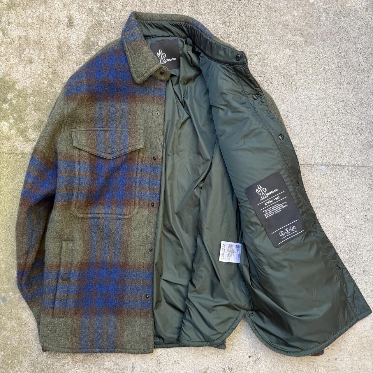Moncler MONCLER GRENOBLE JACKET APRES SKI GREEN GREY PLAID FLANNEL Size US XL / EU 56 / 4 - 2 Thumbnail