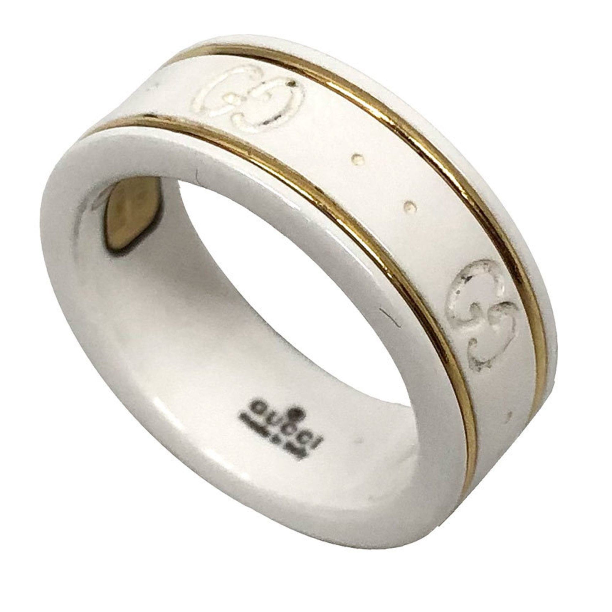 Gucci Gucci Icon Ring, Synthetic Corundum, GG, Ceramic x 18K Gold, #10, Yellow White Ring Size ONE SIZE - 1 Thumbnail