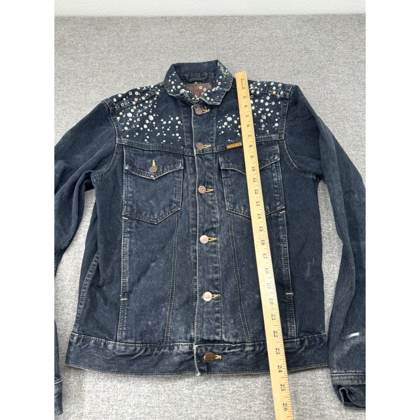 Edwin Vintage Edwin Blue Embroidered Denim Trucker Jacket Womens Size 36 Japan Grays Denim Jacket Embroidered Biker Style Size XS / US 0-2 / IT 36-38 - 6 Thumbnail