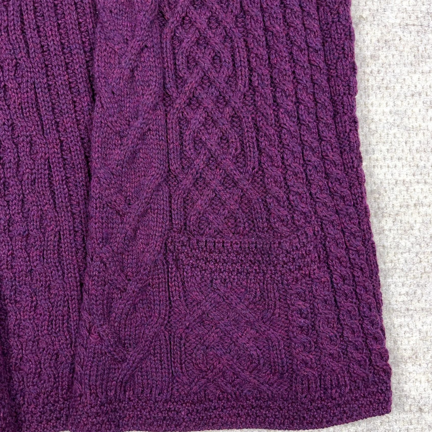 Vintage Kilronan Knitwear Sweater Vest Women XL Purple Wool Cable-Knit Open Front Cardigan Knitwear Pattern Solid Winter Fall Womens Kilronan Rib Cable Vest Size XL / US 12-14 / IT 48-50 - 4 Thumbnail