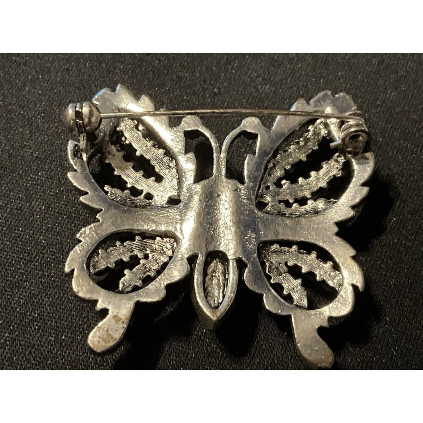 Other Faux Pearl, Marcasites & Rhinestone Silver Butterfly Brooch Size ONE SIZE - 5 Thumbnail
