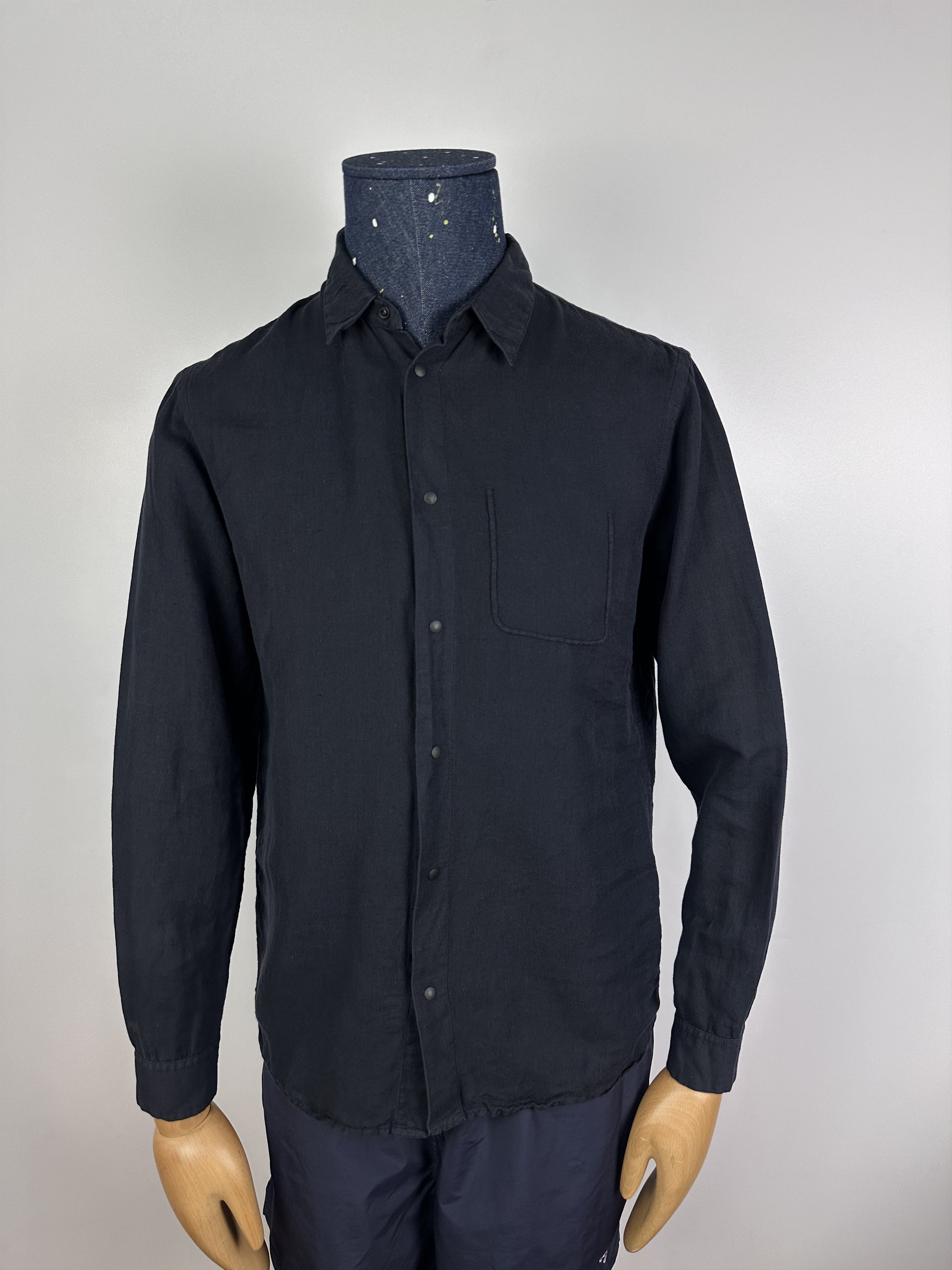 Folk Folk Linen Shir Long Sleeve Men's Size 2 Black Size 40S - 1 Thumbnail