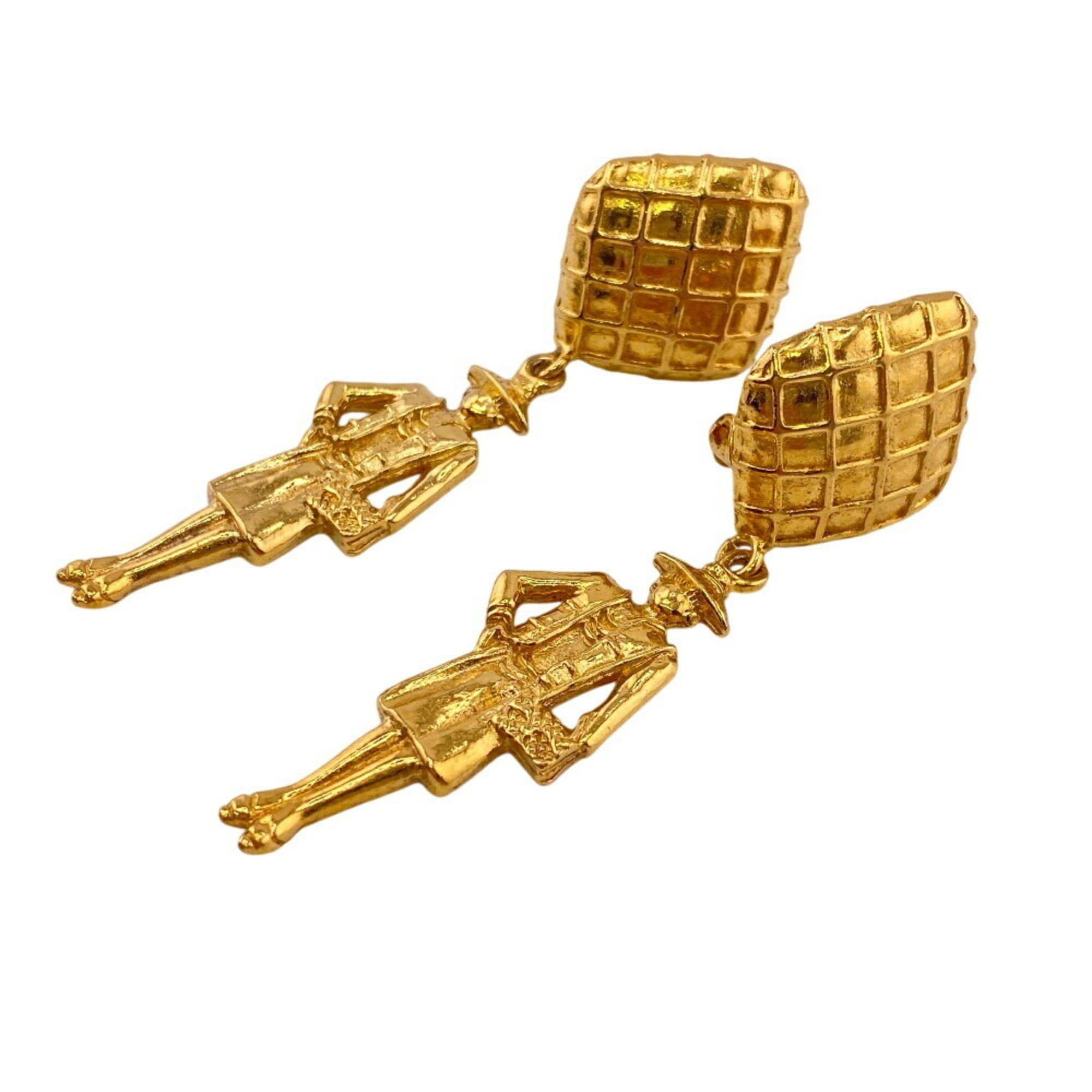Chanel Chanel Mademoiselle Earrings, Dangling, No Holes, Gold, Women's Size ONE SIZE - 1 Thumbnail