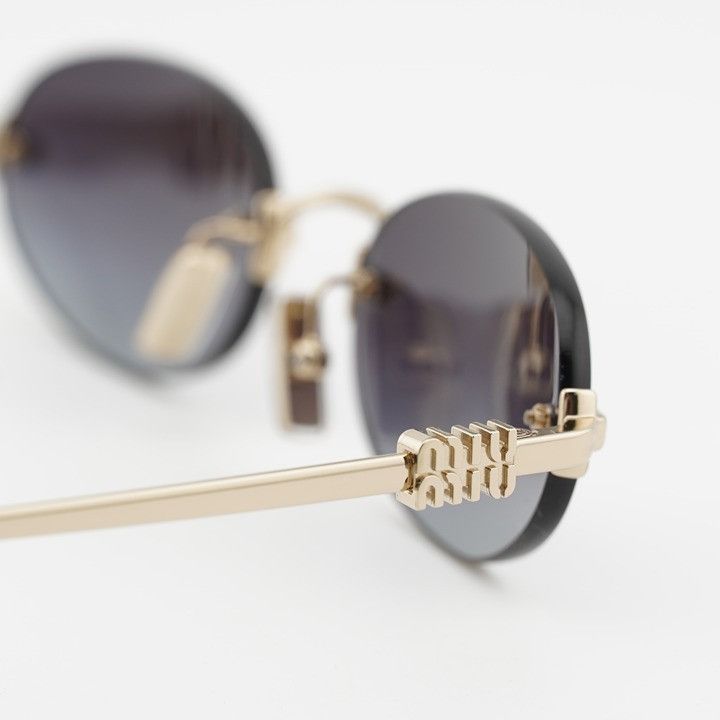 Miu Miu Miu Miu MUA54S ZVN5D1 Sunglasses Gold Oval Rimless Frame Size ONE SIZE - 9 Thumbnail