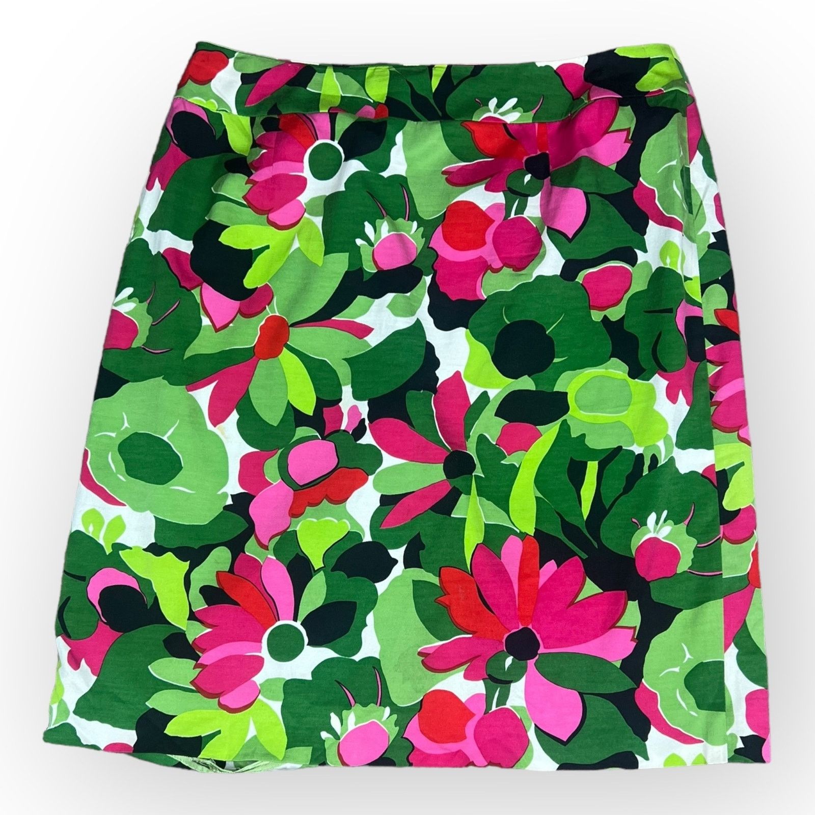 Vintage Talbots Vintage Pink Green Floral Silk Straight Skirt - 90s Size 32" / US 10 / IT 46 - 4 Thumbnail