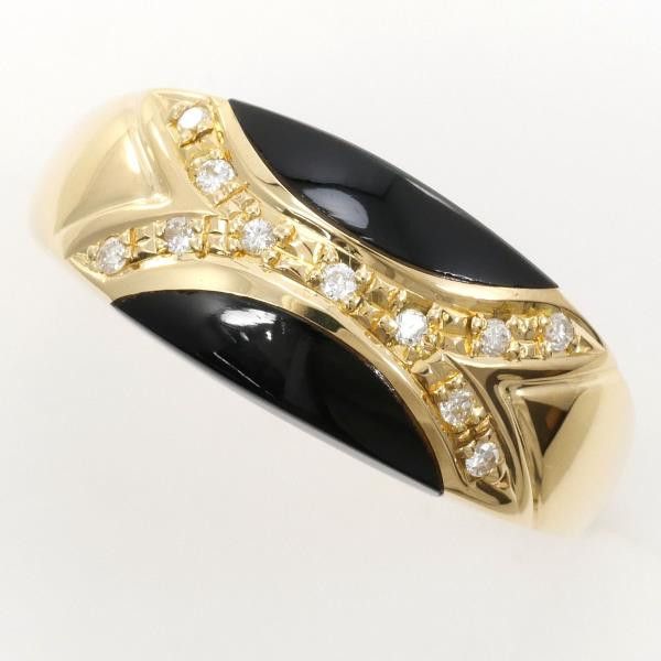 Other Other K18 Yellow Gold Onyx Diamond Ring Size 15 Metal Ring in Great Condition Size ONE SIZE - 1 Thumbnail