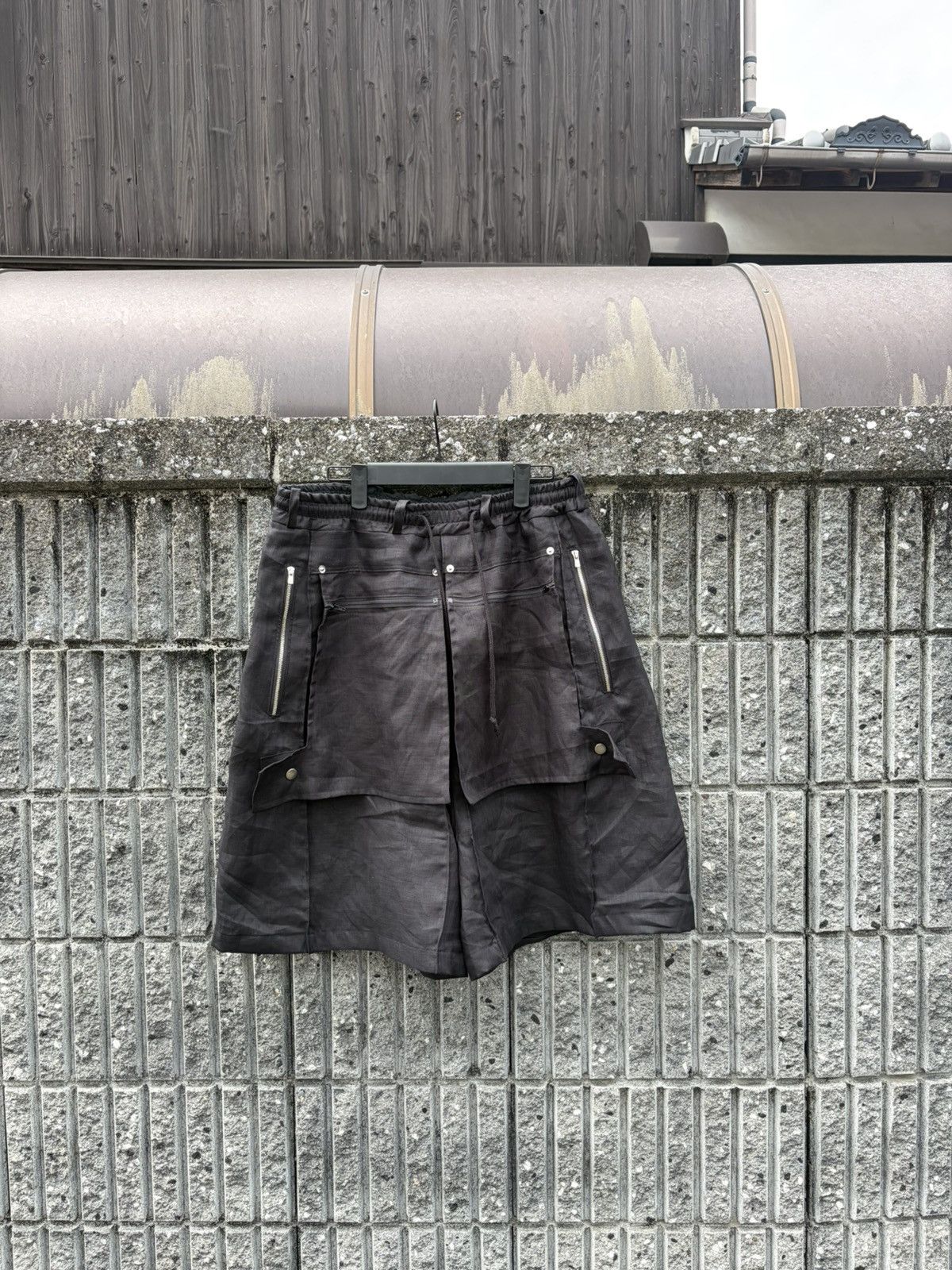 Japanese Brand MYMINESIGN "CUBIK" 3D Geometric Linen Cropped Pants / Shorts Size US 32 / EU 48 - 2 Thumbnail