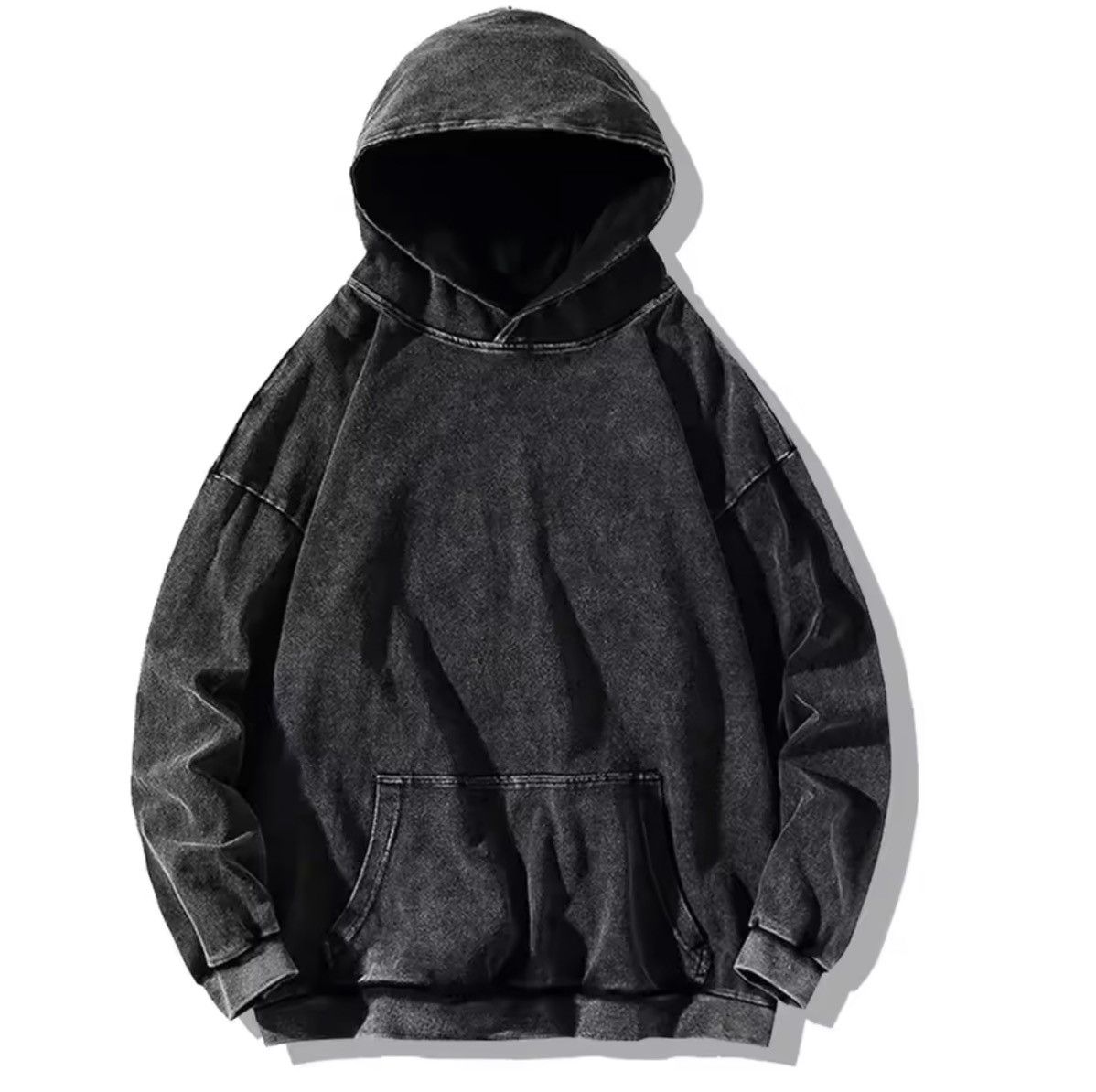 Japanese Brand Washed Black Hoodie | Mineral Acid Wash Streetwear Pullover Size US M / EU 48-50 / 2 - 3 Thumbnail