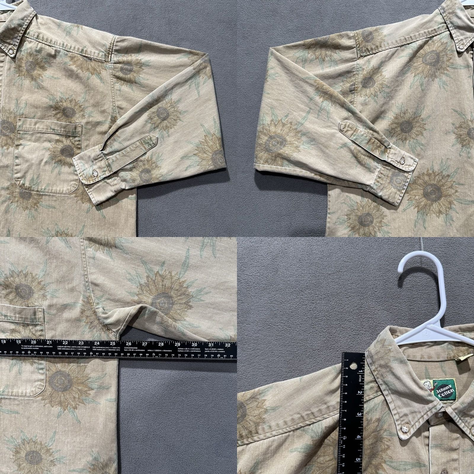 Sunflower VINTAGE Johnny Cotton Shirt Men Large Sunflower Button Down Long Sleeve USA Made Beige Cotton Size US L / EU 52-54 / 3 - 8 Thumbnail