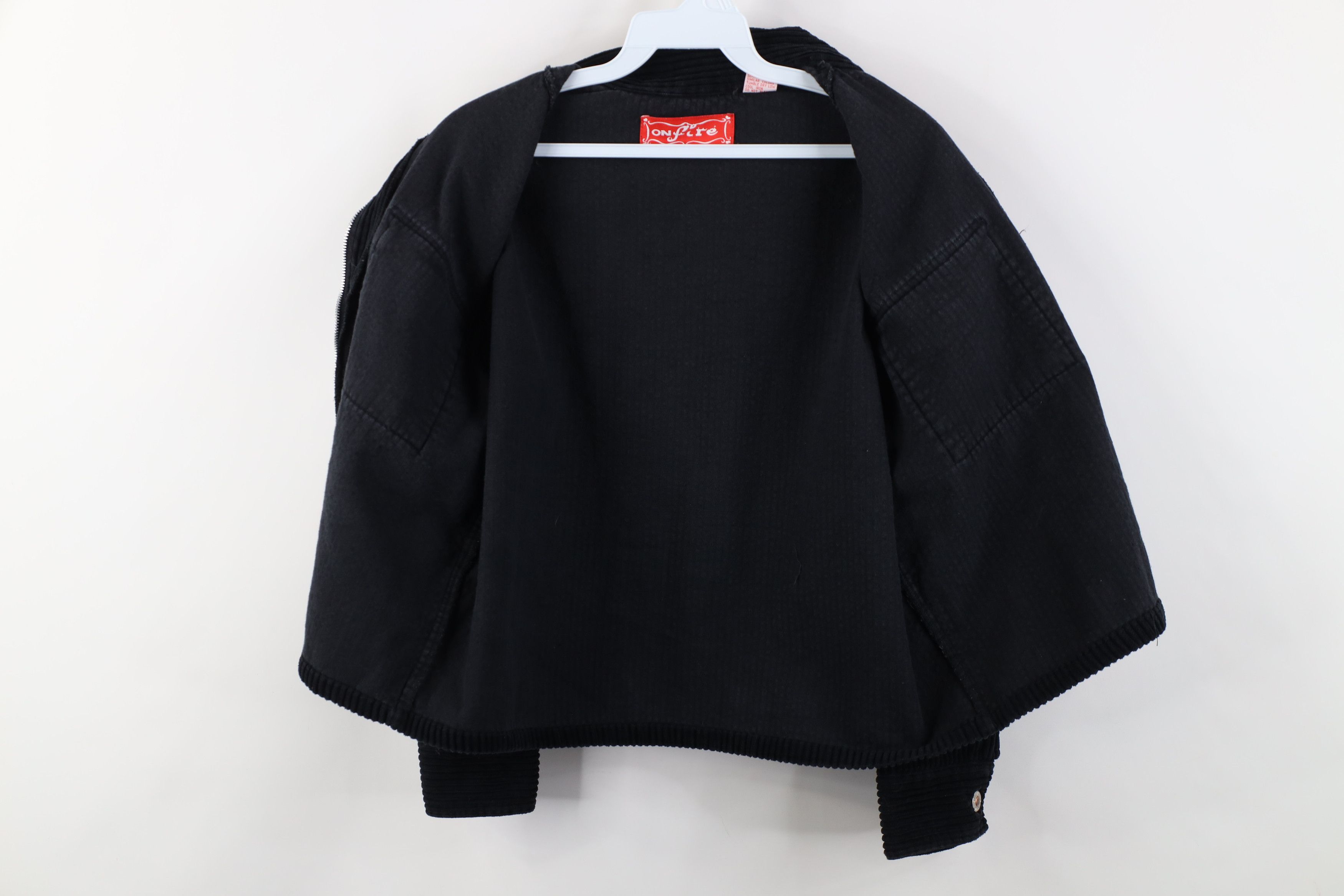 Vintage Vintage 90s Y2K Babydoll Full Zip Corduroy Jacket Black Size S / US 4 / IT 40 - 8 Thumbnail