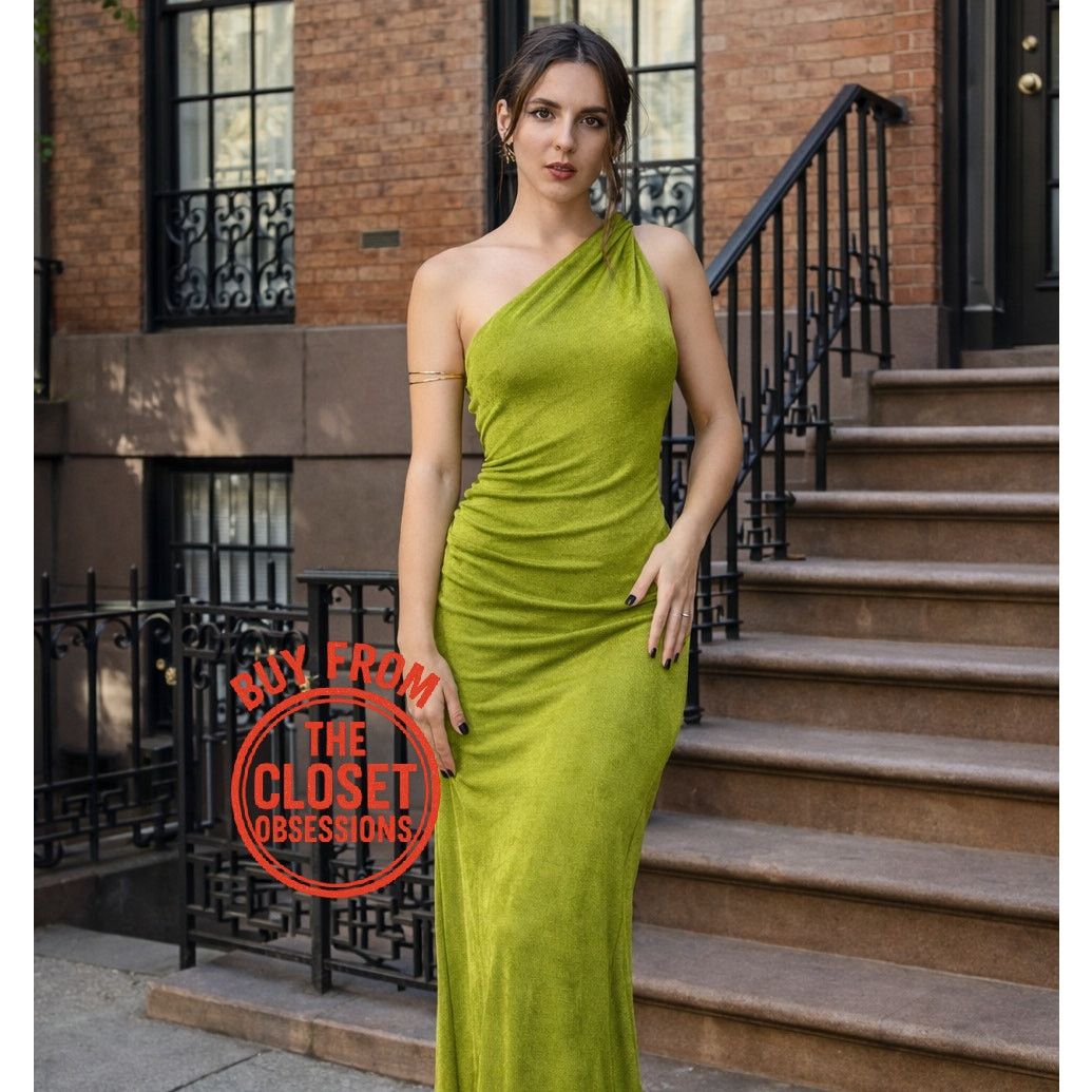 mango green midi dress Twisted Strap Asymmetrical NWT dance costume