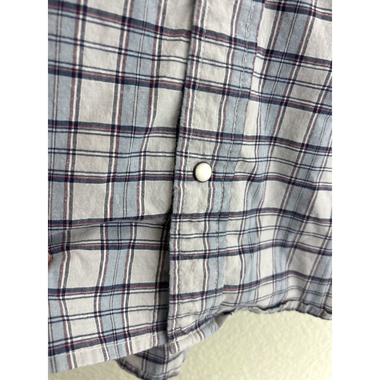 Vintage Noble Outfitters Mens XXL Short Sleeve Pearl Snap Shirt Blue Plaid Cotton Shirt Size US XXL / EU 58 / 5 - 7 Thumbnail