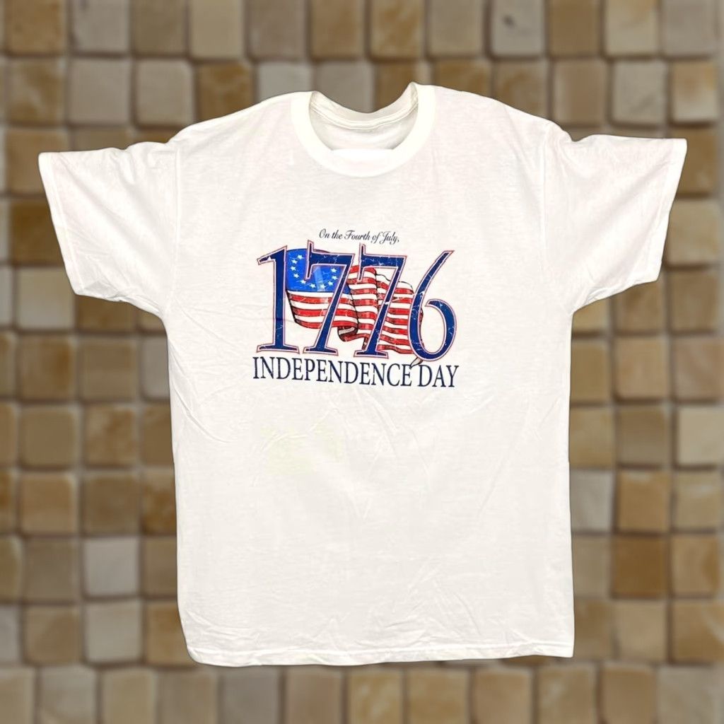 Other 1776 Independence Day On The Fourth Of July Souvenir Graphic White T-Shirt Large Mens Short Sleeve Crew Neck Cotton White 1776 Size US L / EU 52-54 / 3 - 1 Thumbnail
