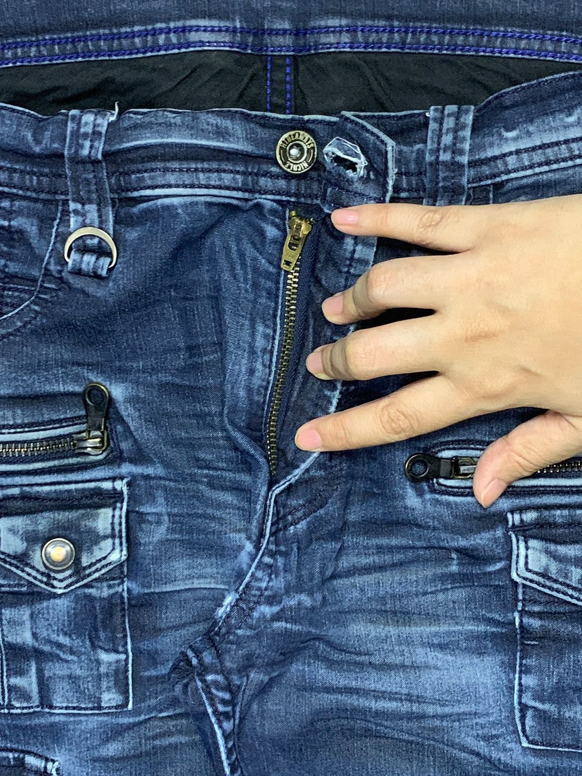 Japanese Brand × Nicole Club Vintage Japanese Nicole Tactical Bondage Cargo Denim Pants Size US 32 / EU 48 - 3 Thumbnail
