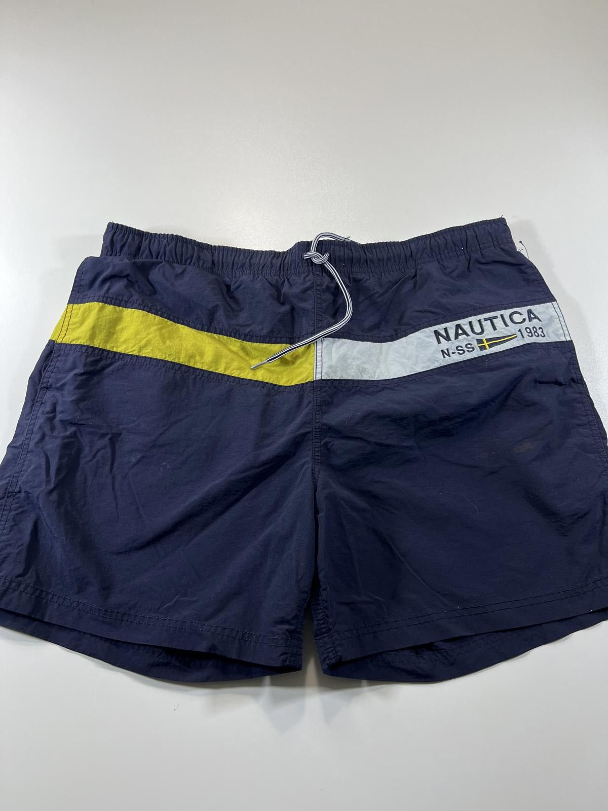 Nautica Nautica Men's Navy Swim Shorts with Yellow and White Accents Size US 34 / EU 50 - 1 Thumbnail