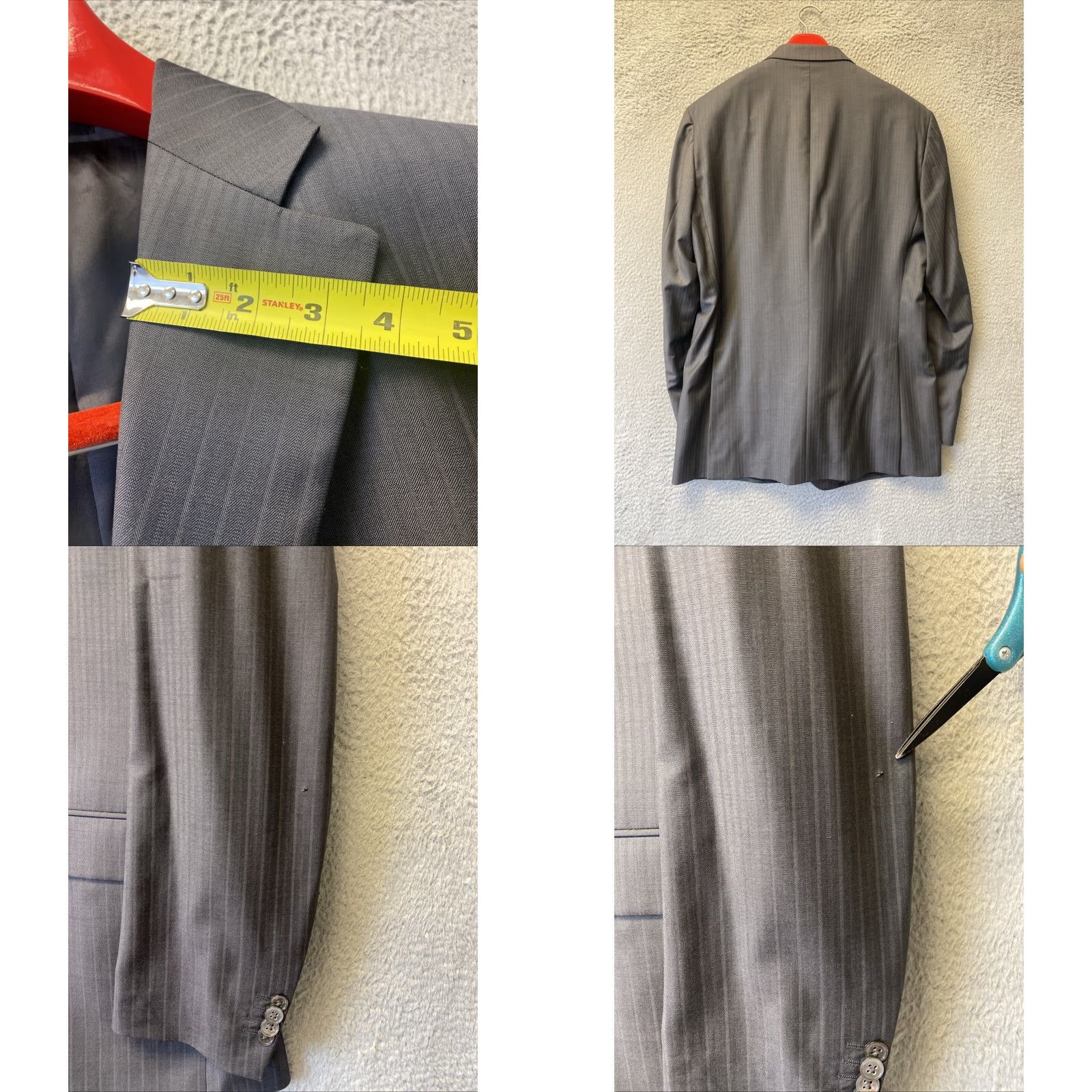 Lubiam Lubiam Blazer 44L Gray Wool Two-Button Notch Lapel Classic Fit Designer Mens Size 44L - 8 Thumbnail