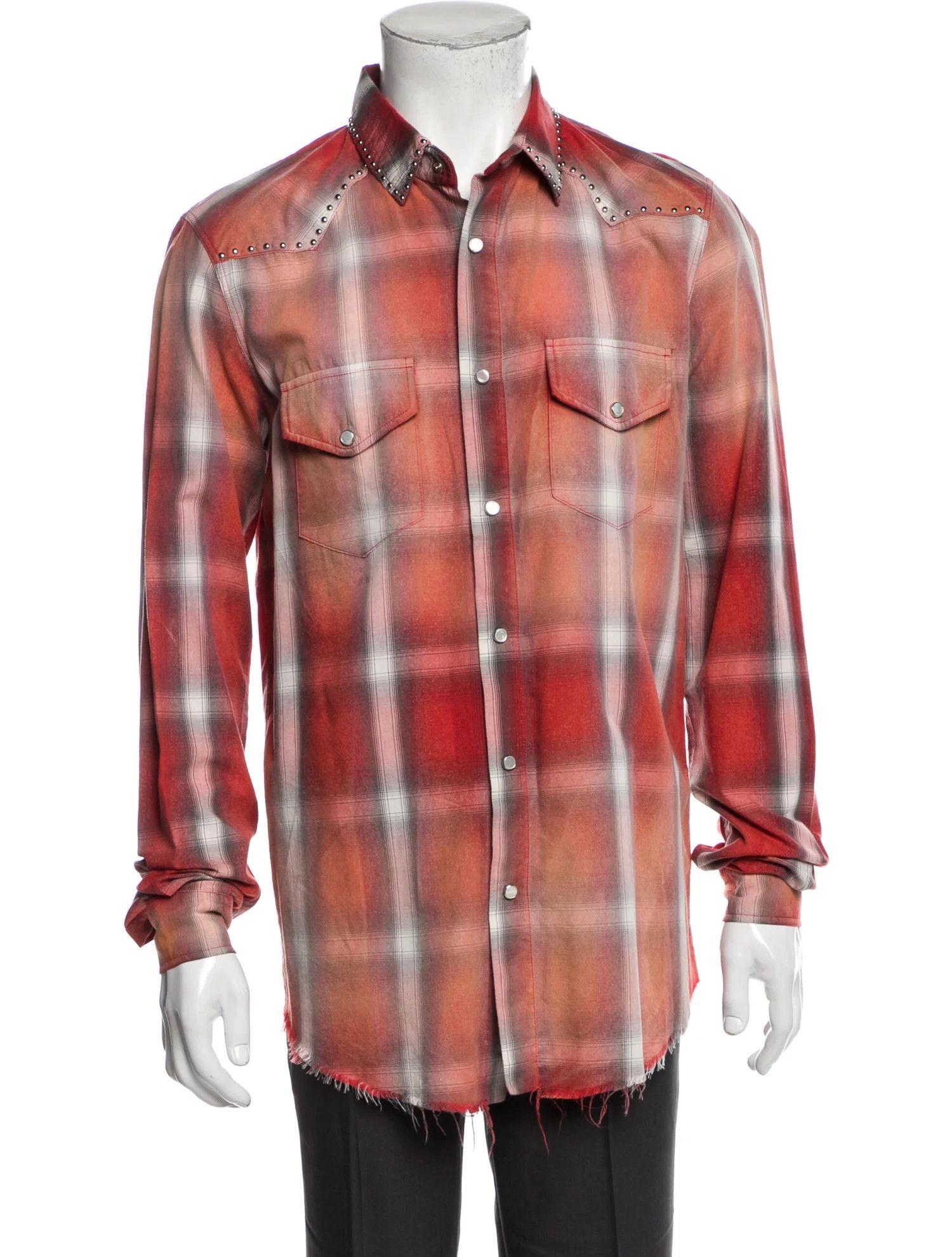 image of Amiri Faded Red Plaid Shirt, Men's (Size Small)