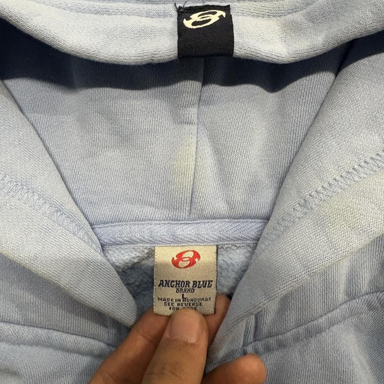 Anchor Blue Crazy Vintage Y2K/2000s Blank Blue Anchor Blue Zipup Hoodie with Staining! Size US L / EU 52-54 / 3 - 3 Thumbnail