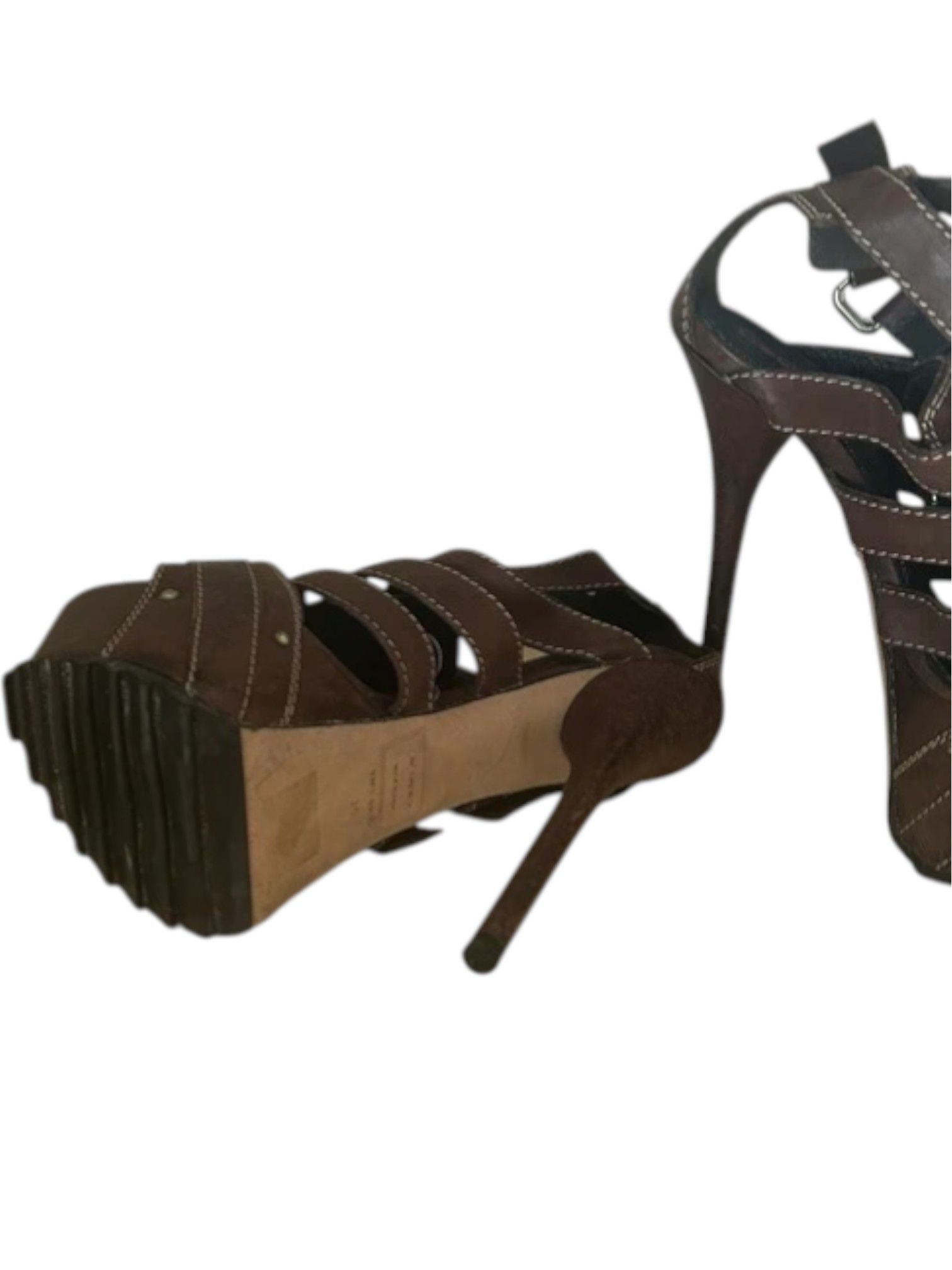 Dsquared2 Dsquared² Brown Harness Platform Stiletto Sandals Size US 5 / IT 35 - 4 Thumbnail