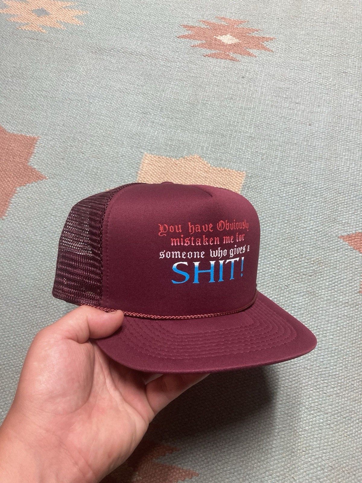 Vintage Vtg trucker hat mistaken me someone who gives a S#!T funny Size ONE SIZE - 1 Thumbnail