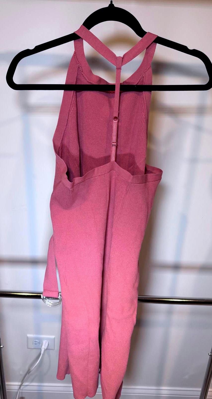 Designer 525 Women's Ribbed Dress in Soft Pink Size L / US 10 / IT 46 - 2 Thumbnail