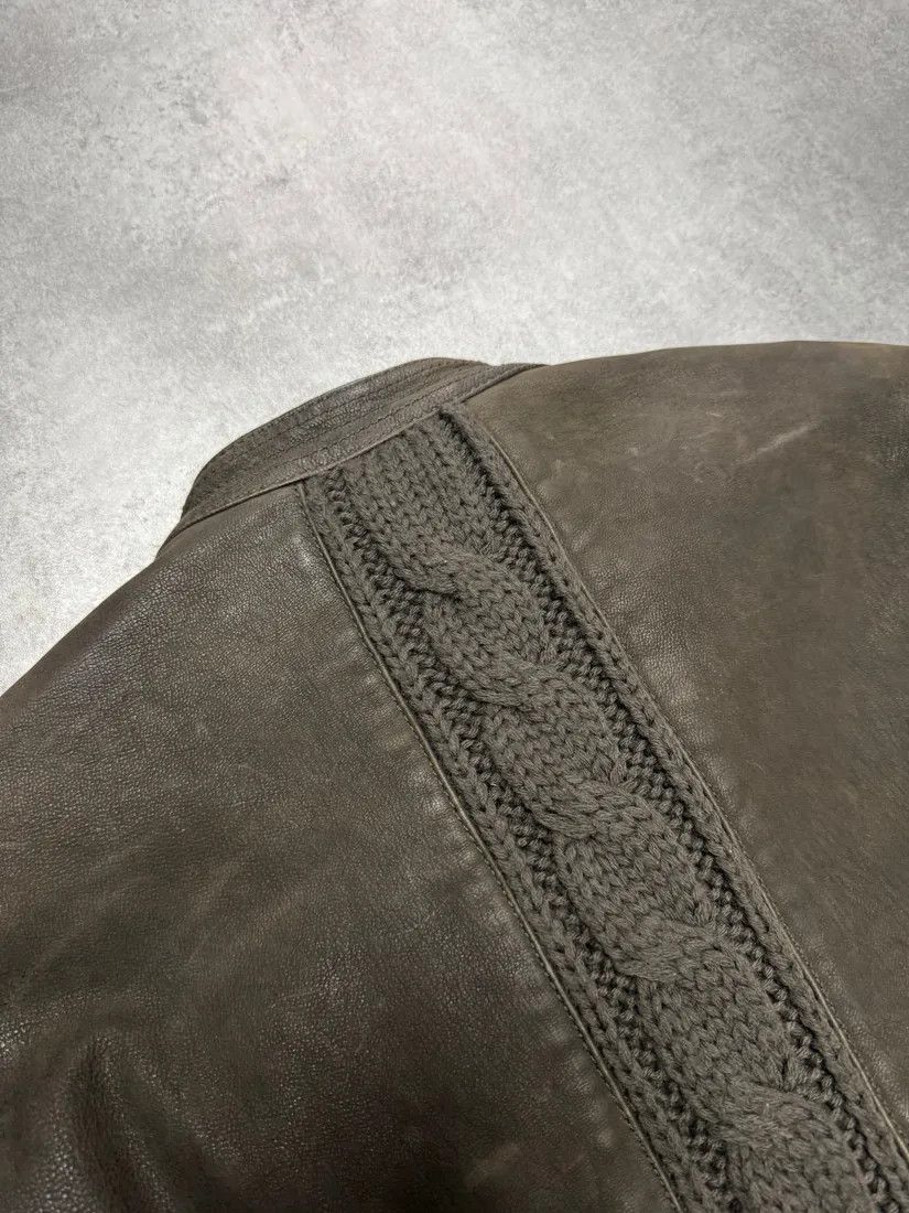 Emporio Armani × Vintage AW2009 Emporio Armani Brown Leather Wool Embelishments Jacket Size US L / EU 52-54 / 3 - 5 Thumbnail