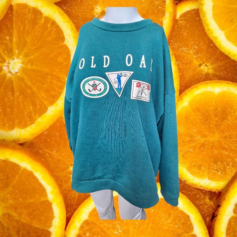 OAK Old Oak Vintage Golf Theme Crewneck Sweatshirt Teal Sports G Size US XL / EU 56 / 4 - 1 Thumbnail
