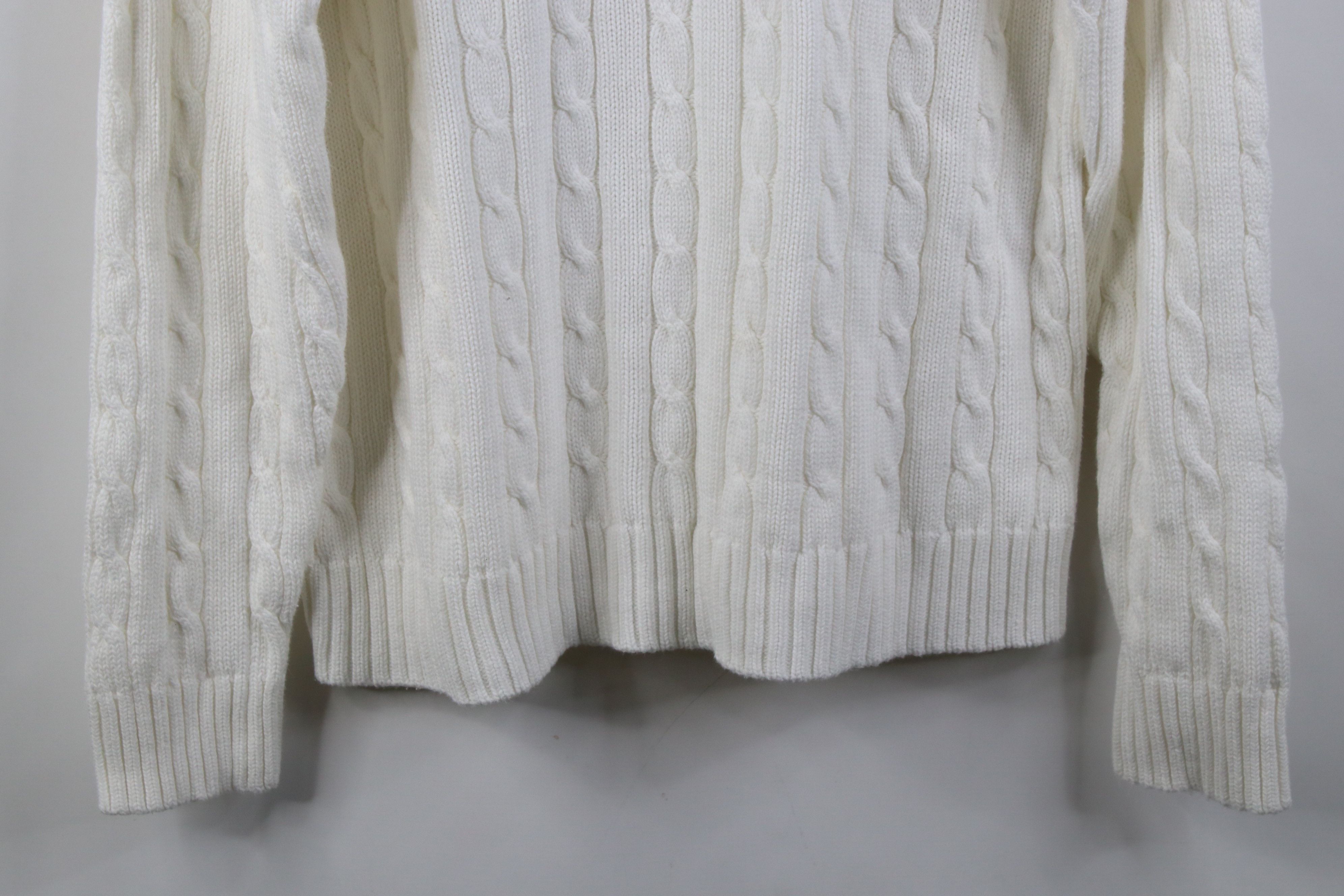 Vintage Vintage 90s Streetwear Cable Knit Crewneck Sweater White Size US M / EU 48-50 / 2 - 3 Thumbnail