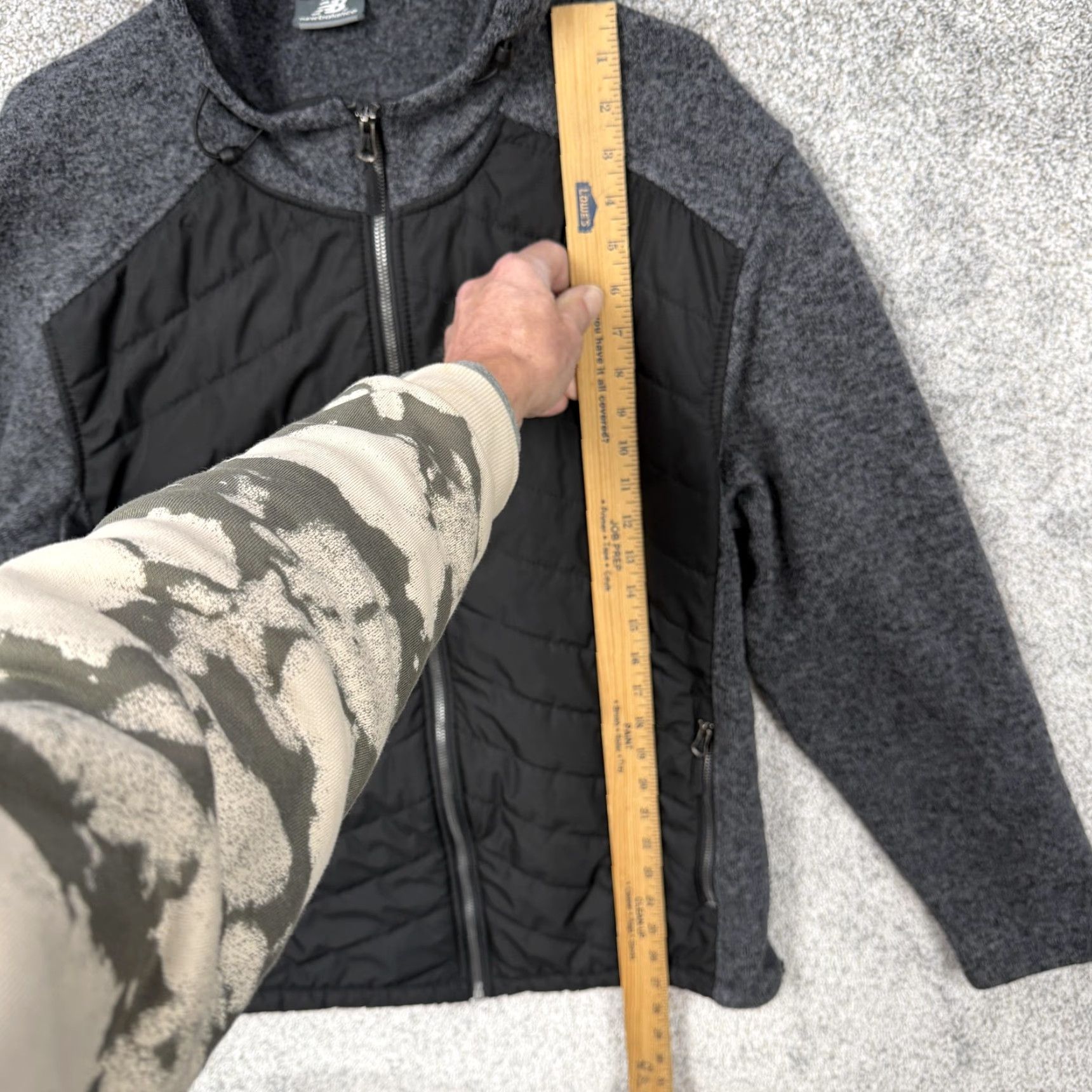 New Balance New Balance Jacket Mens L Gray Black Hooded Fleece Full Zip Quilted Outdoor Size US L / EU 52-54 / 3 - 2 Thumbnail