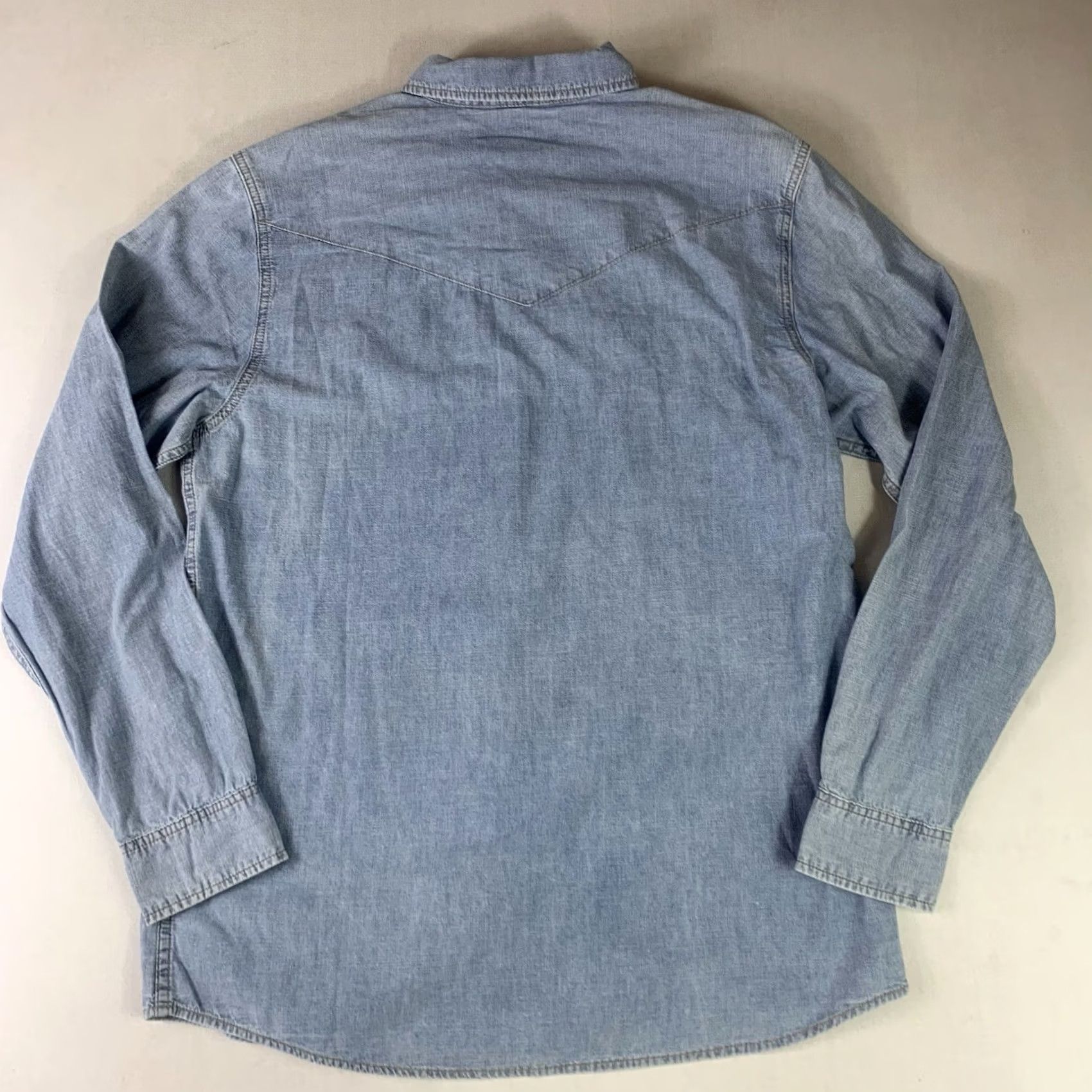 Vintage Boot Barn Western Blue Denim Shirt Mens XL Pearl Snap Cowboy Button-Up Long Sleeve Collared Blue Denim Regular Fit Pockets Embroidered Size US XL / EU 56 / 4 - 7 Thumbnail